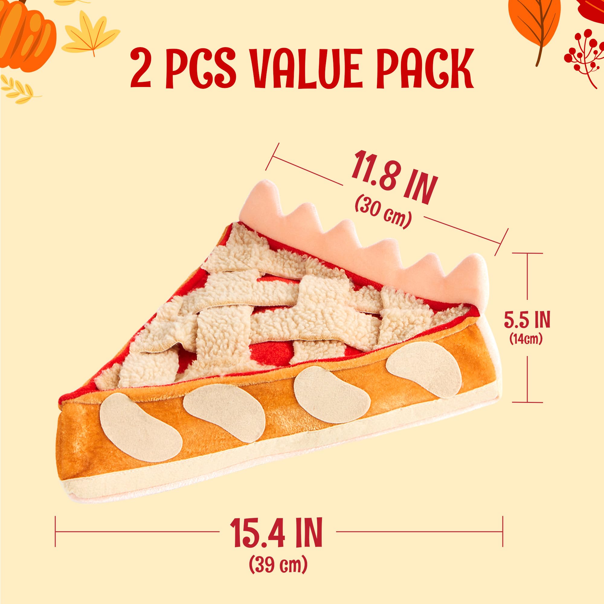 2 PCS Thanksgiving Decorative Plush Pumpkin & Apple Pie Hats - Image 3