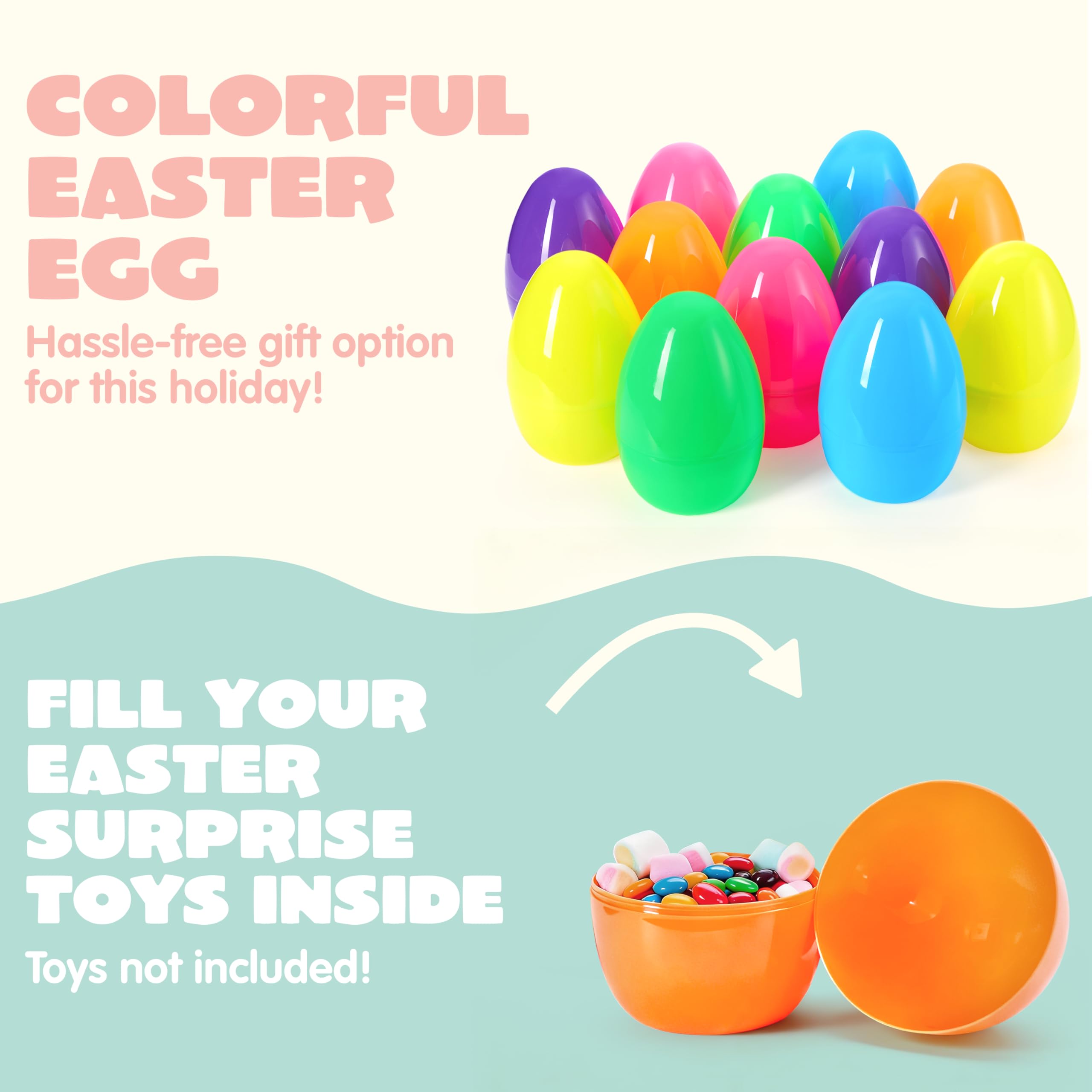 6Pcs 8 Jumbo Plastic Easter Egg Shells Fillable for Easter Egg Hunt - Image 3