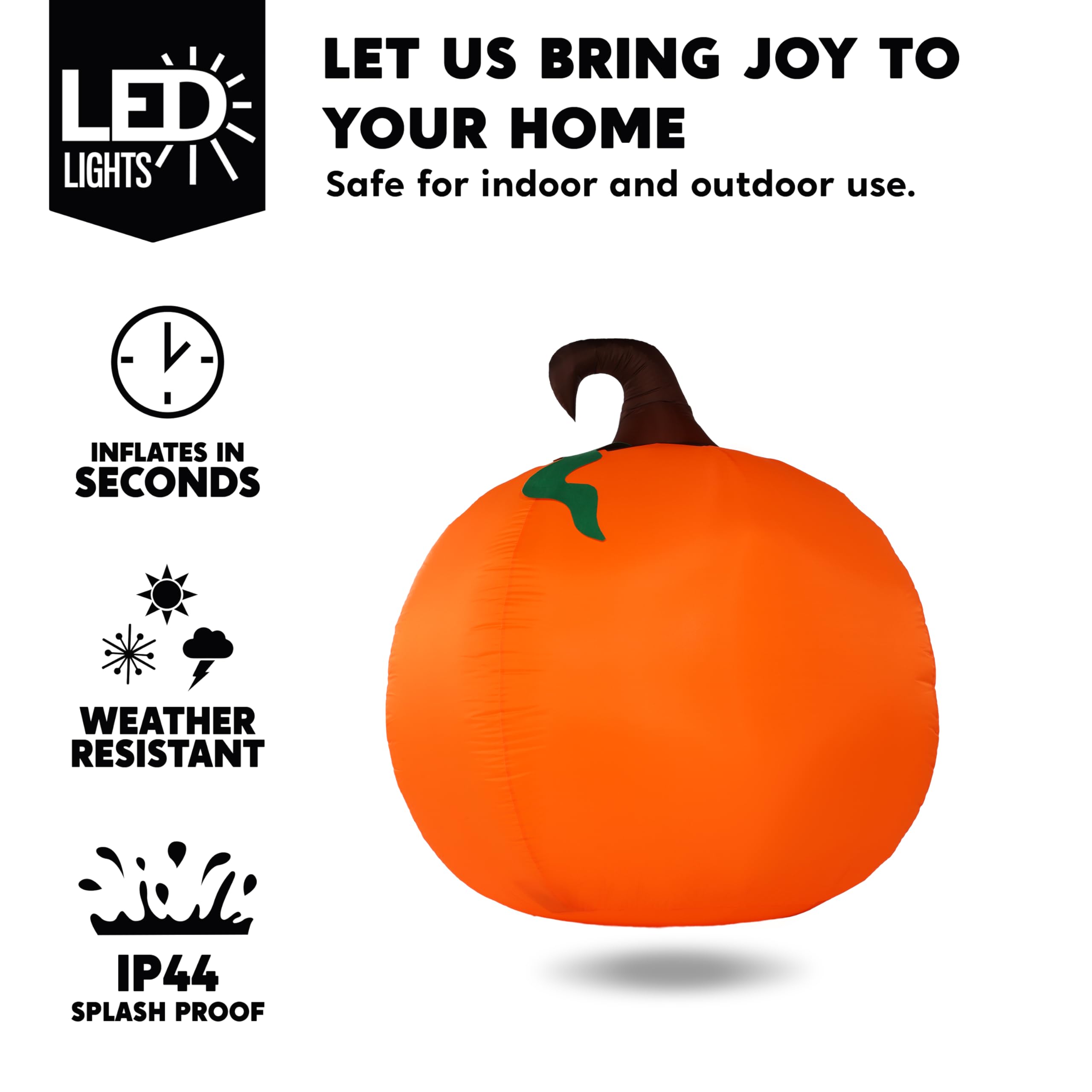 5Ft Halloween Inflatable Pumpkin Outdoor Decoration - Image 3