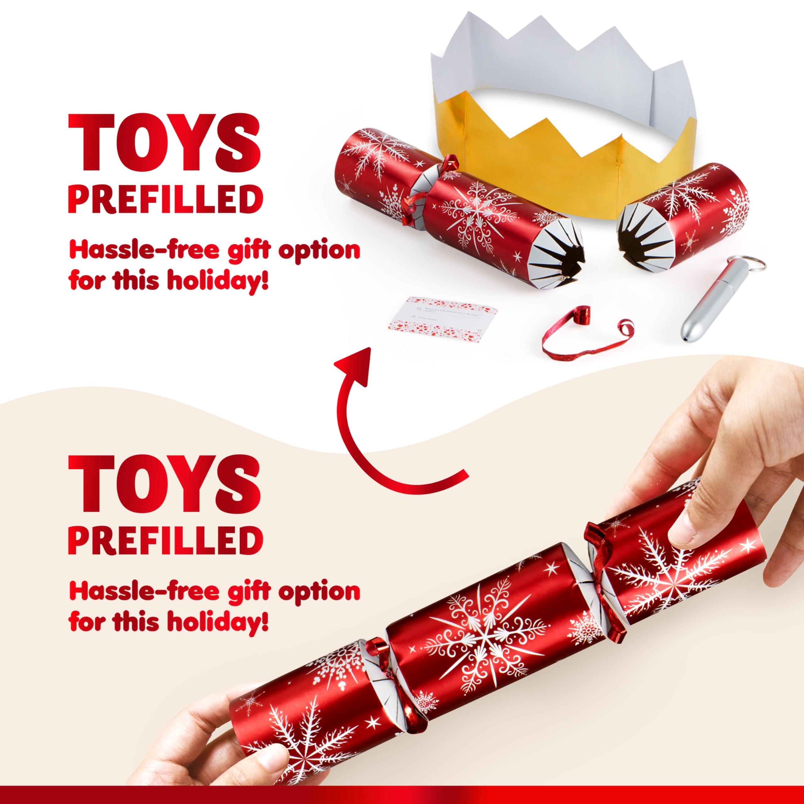Christmas Party Table Favors (Red White Snowflake), 12 Pack - Image 3