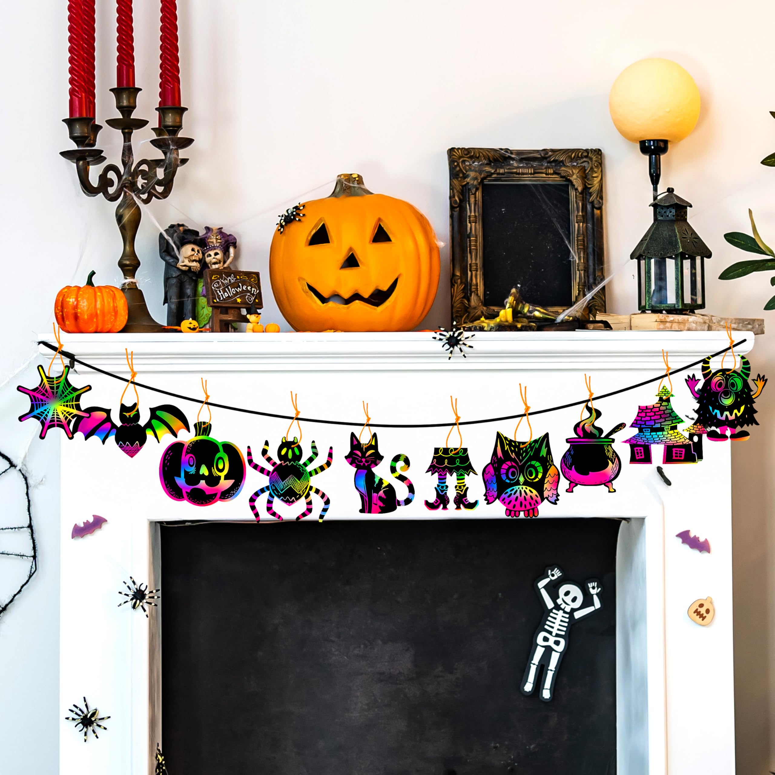 120 Pcs Halloween Rainbow Scratch Art Crafts for Kid - Image 3
