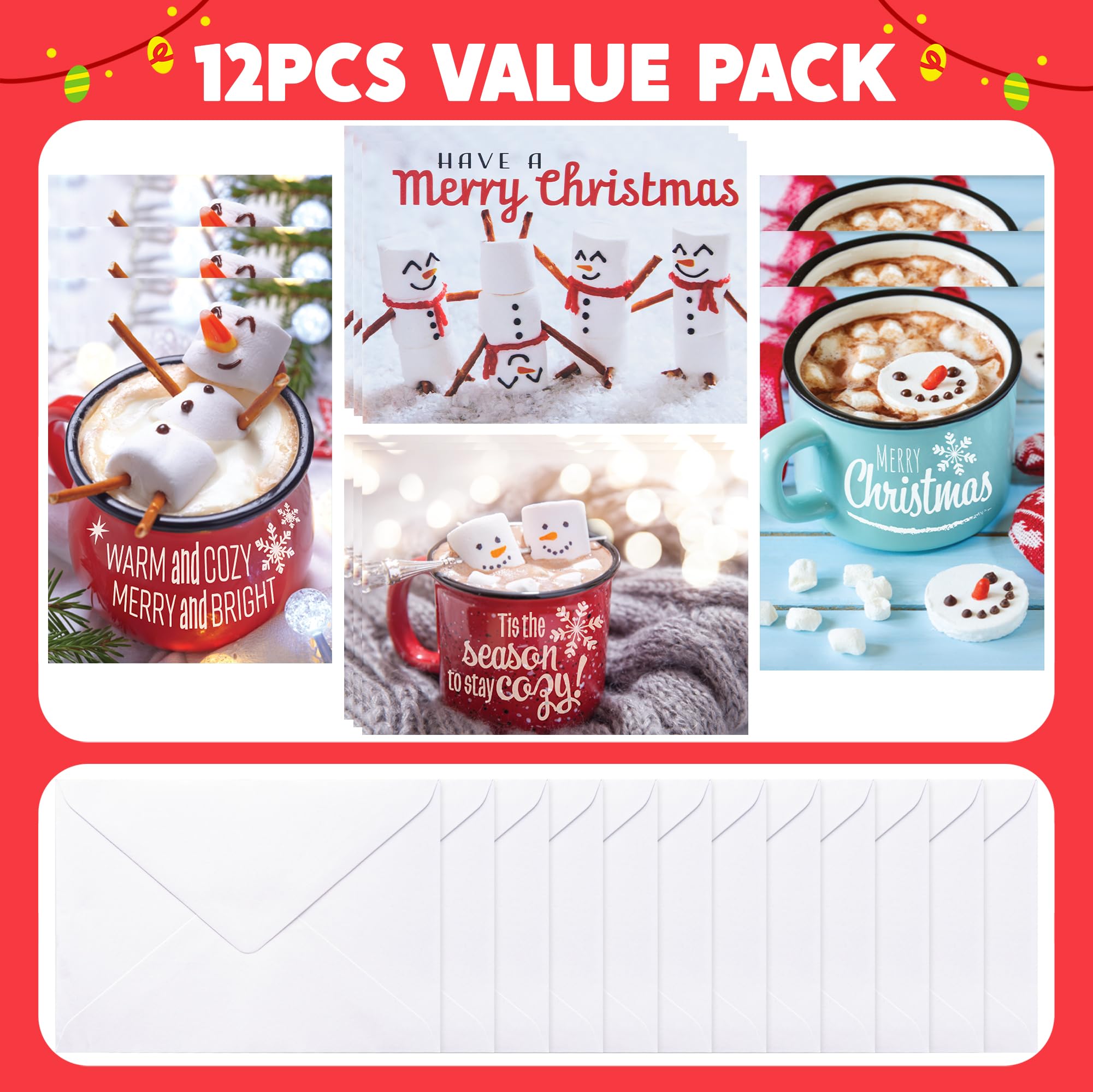 12 PCS Christmas Greeting Cards with Envelopes - Image 7