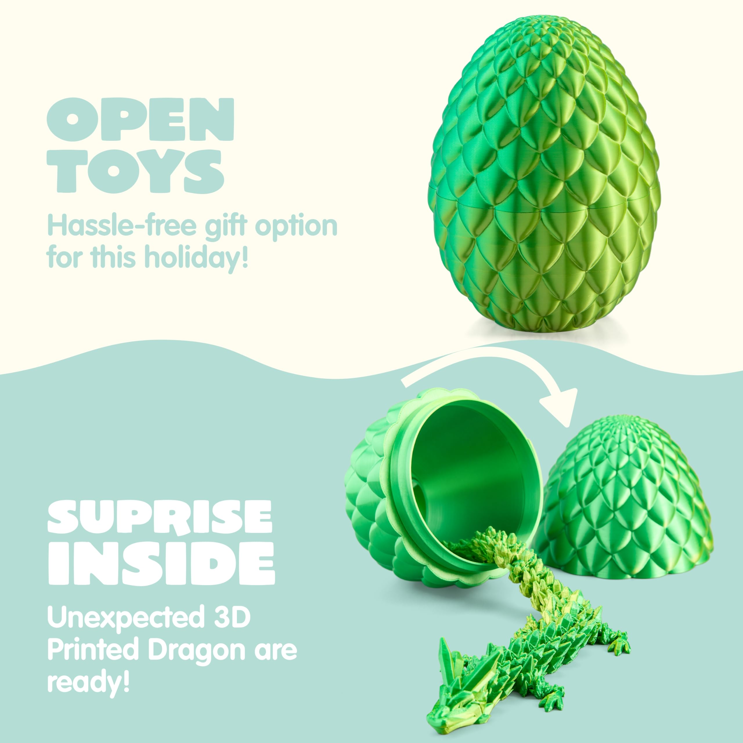3D Printed Dragon Eggs with 12 Laser Green Dragon Inside - Image 3