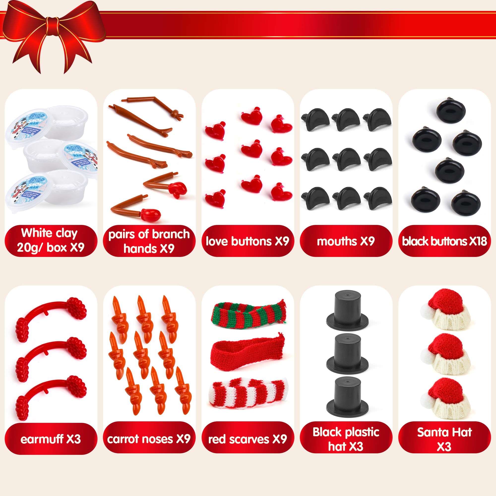 3 Pack DIY Christmas Build a Snowman Craft Kit - Image 3
