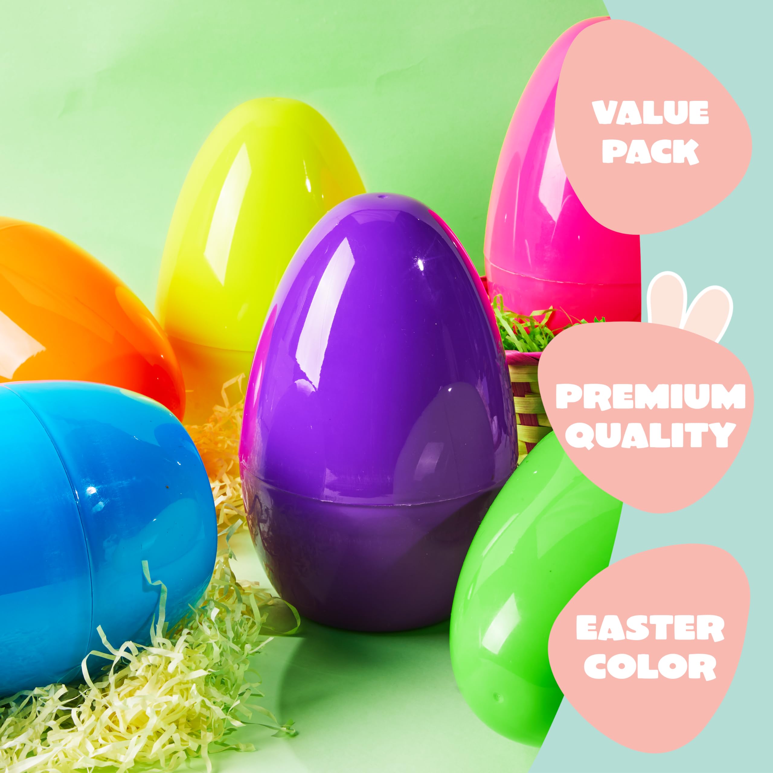 6Pcs 10 Jumbo Plastic Easter Egg Shells Fillable for Easter Egg Hunt - Image 3