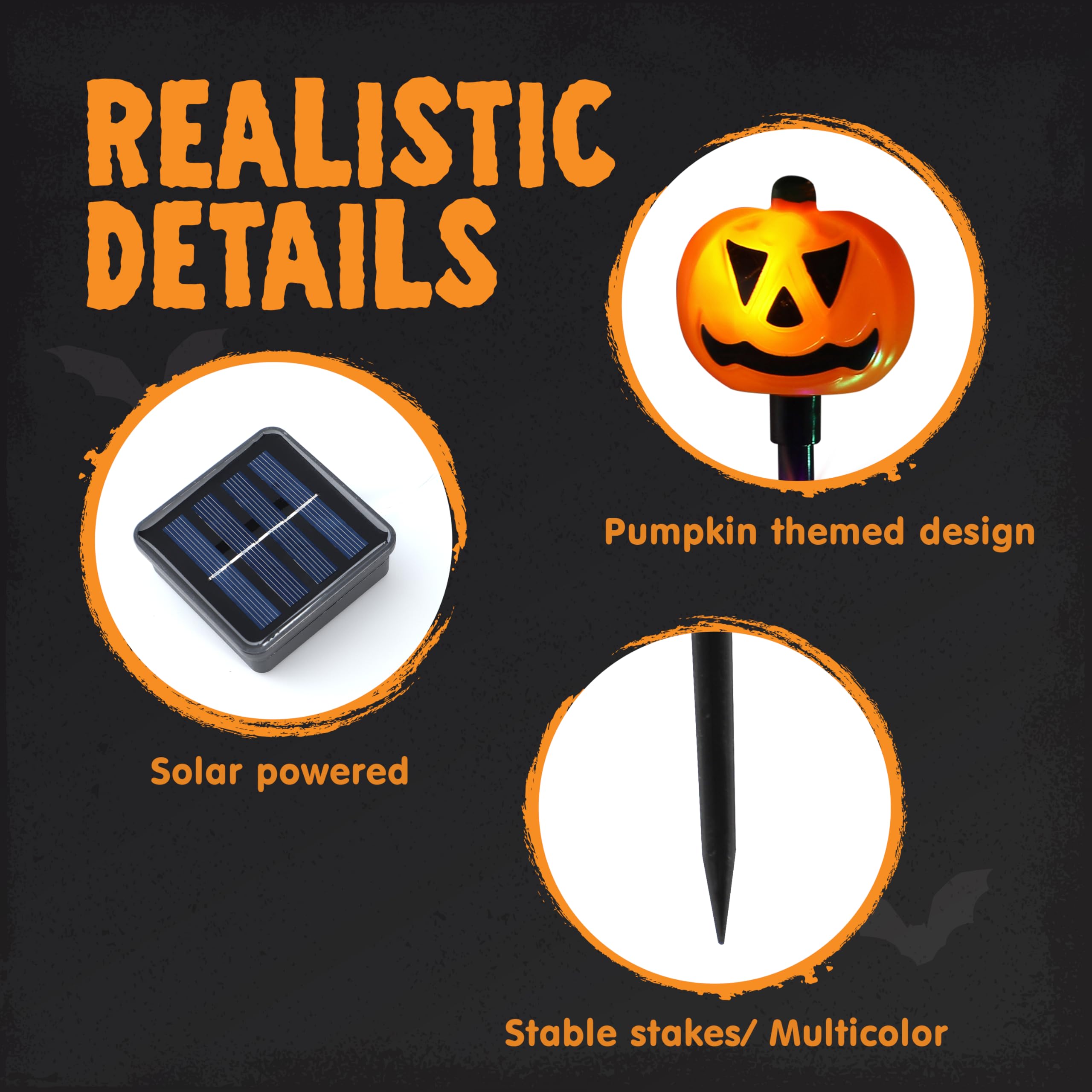 10Pcs Halloween Solar Pumpkin Pathway Lights Decorations - Image 3