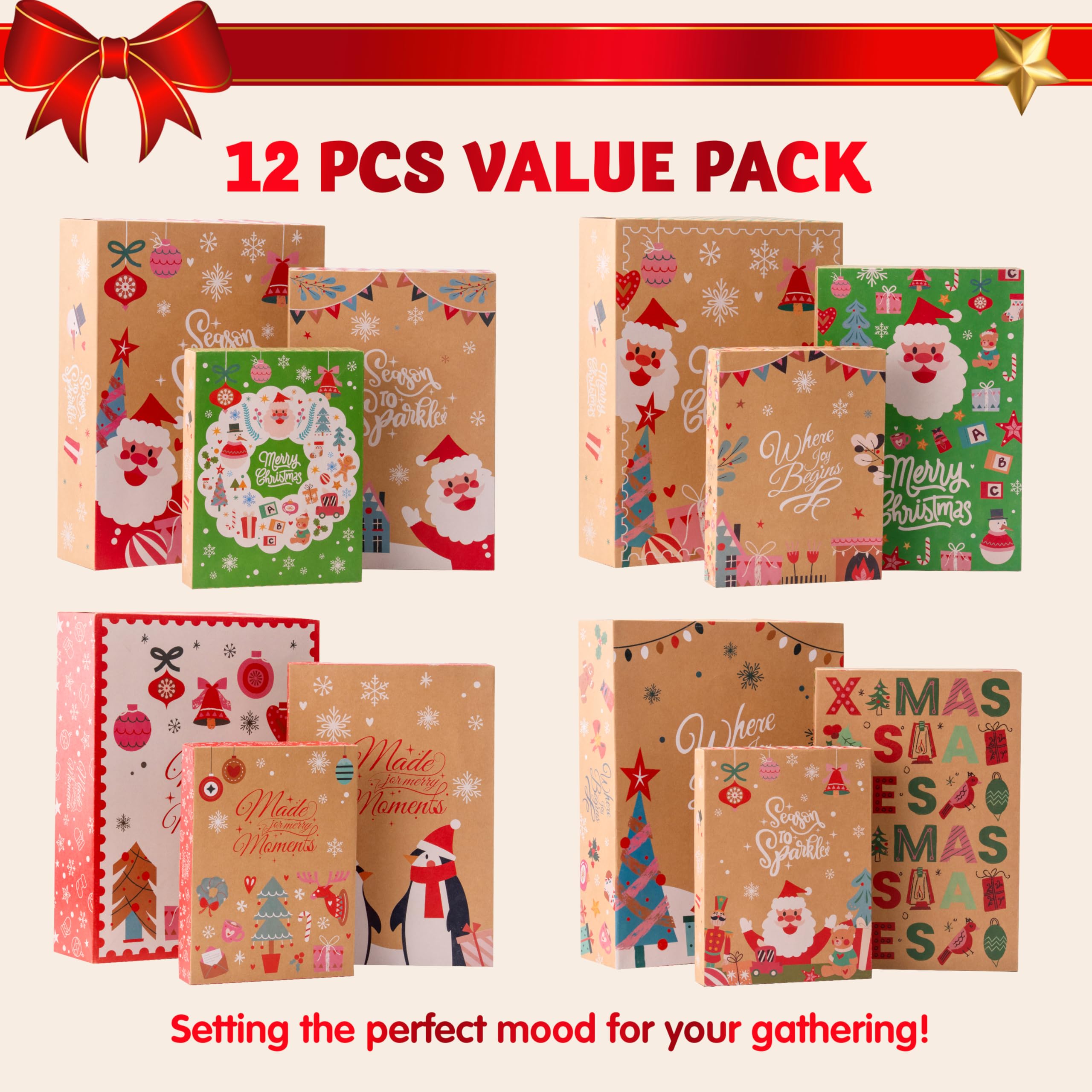 12PCS Christmas Shirt Gift Boxes with Lids for Presents - Image 3