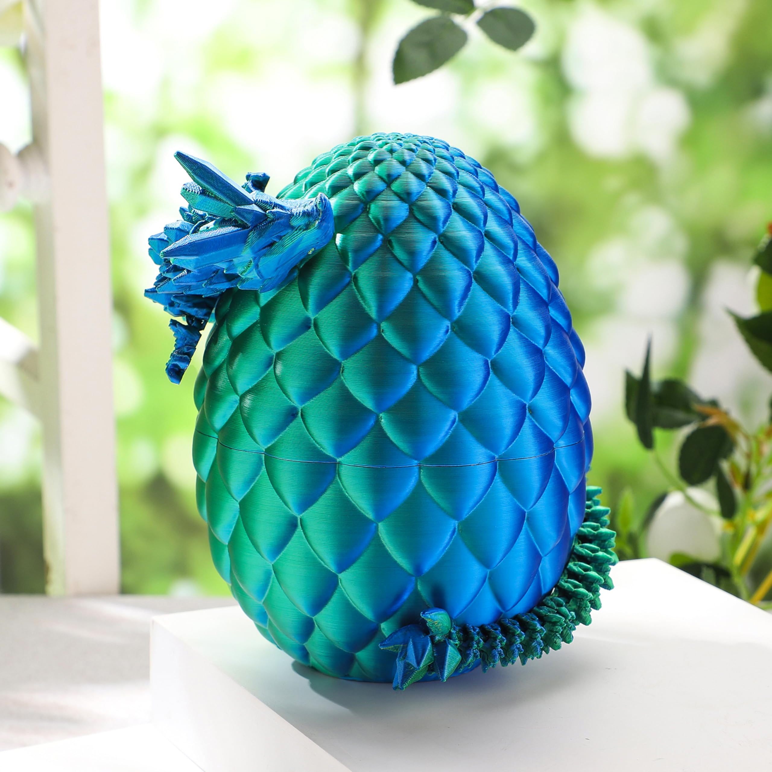 3D Printed Dragon Egg with 12 Laser Blue-Green Dragon Inside - Image 3