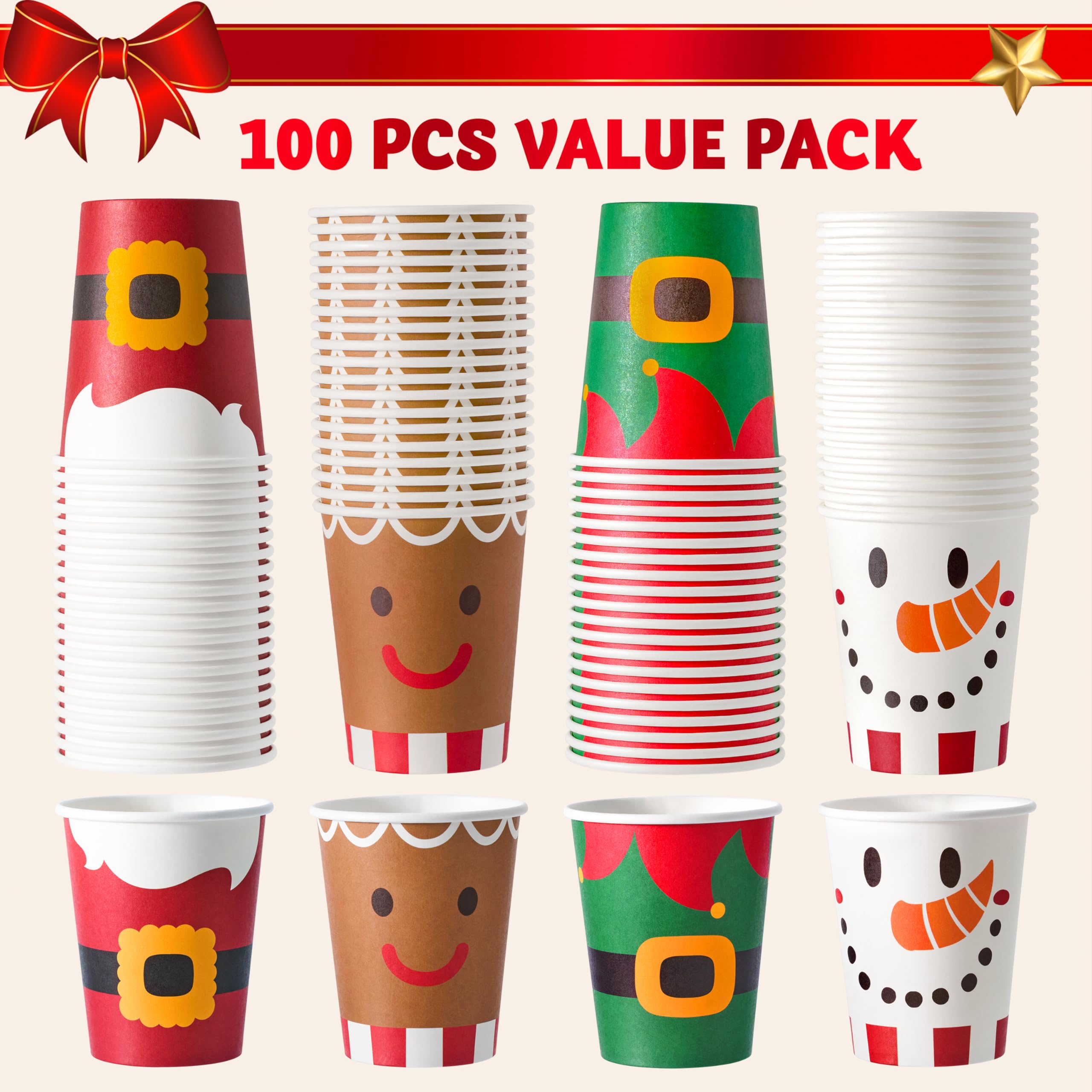 100PCS 9oz Christmas Disposable Paper Cups - Image 3