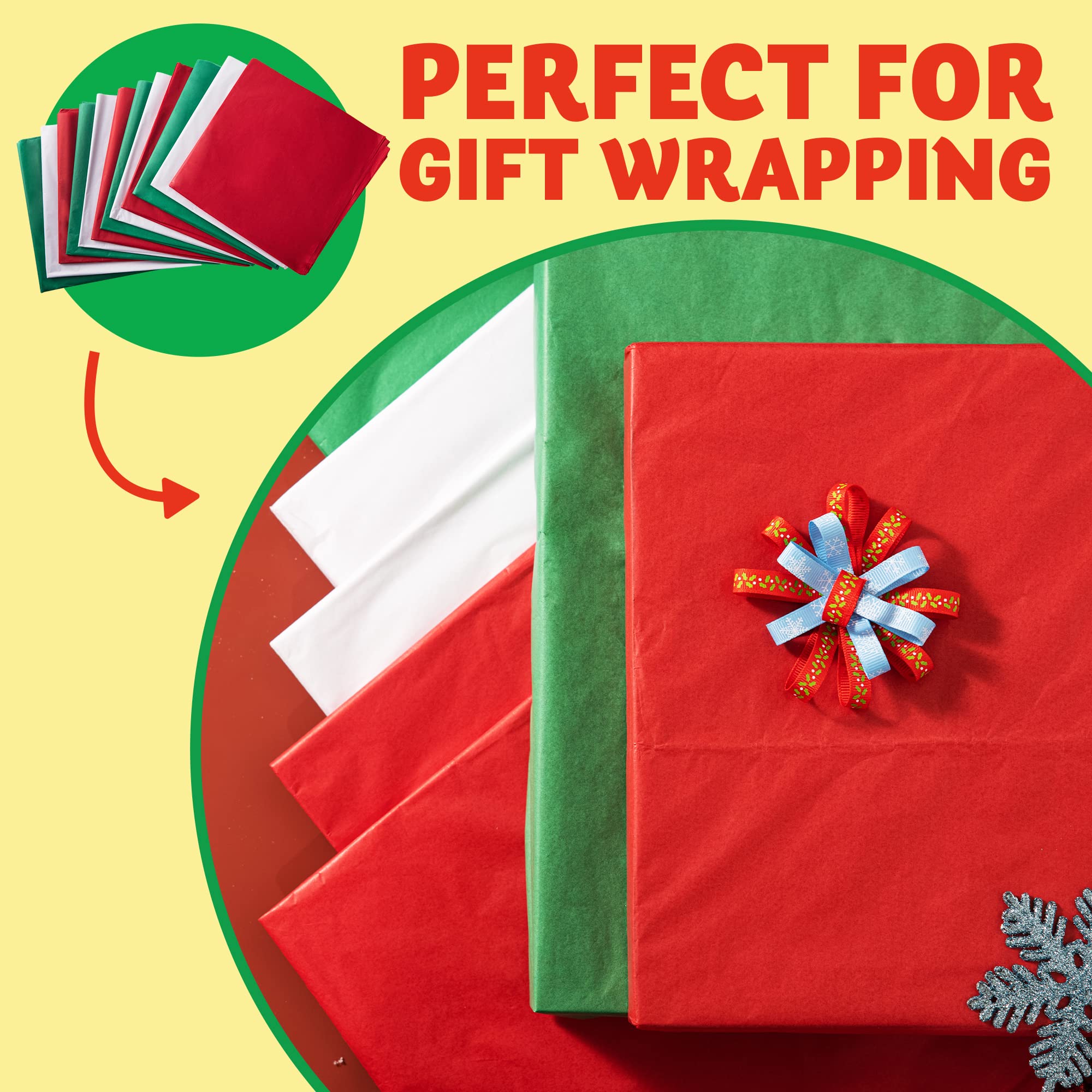 36 Sheets Christmas Tissue Paper Red, Green & White - Image 7
