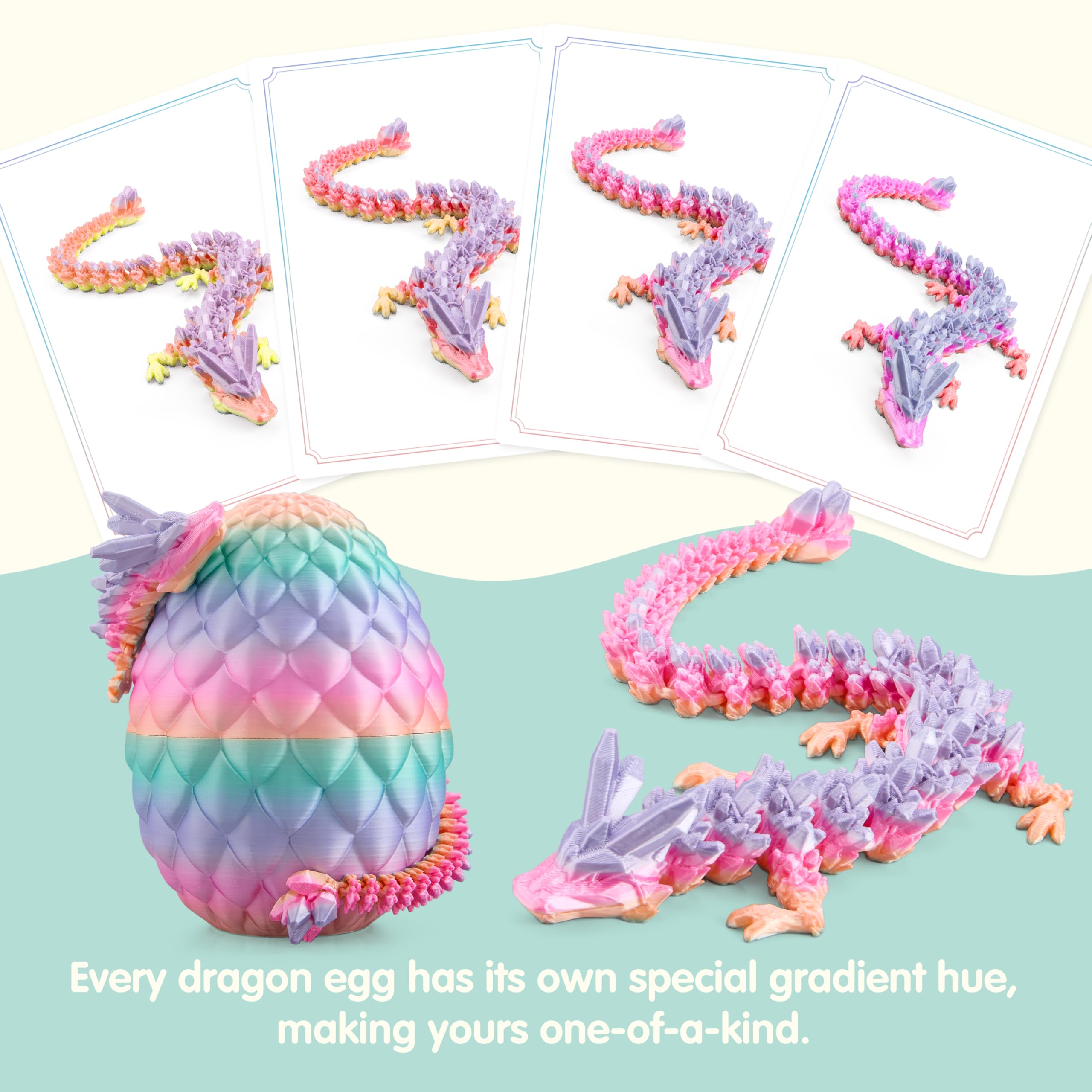 3D Printed Dragon Eggs with 12 Laser Rainbow Dragon Inside - Image 3