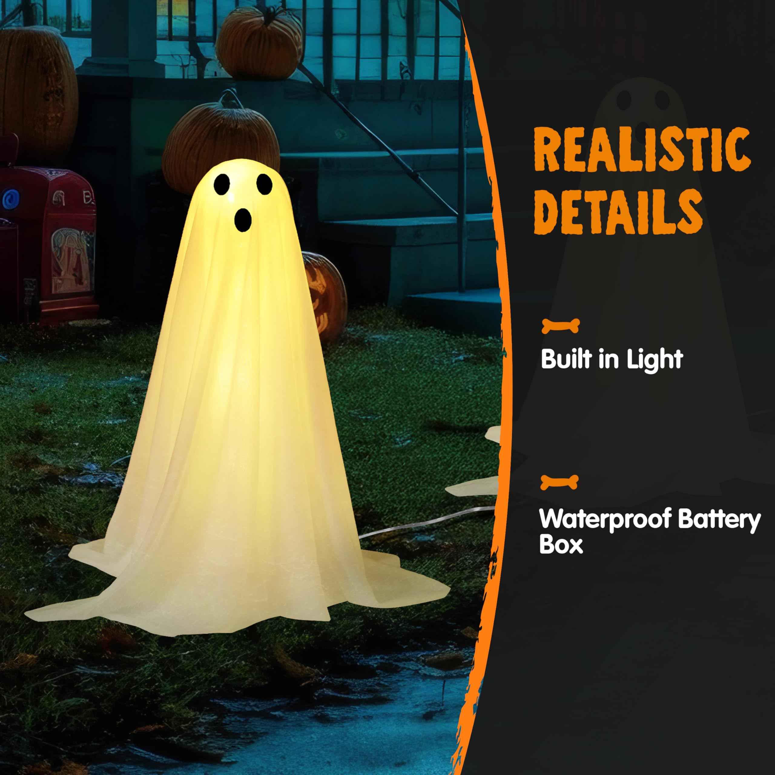 6 Pcs Halloween Decorations Outdoor Ghosts Pathway Lights - Image 3
