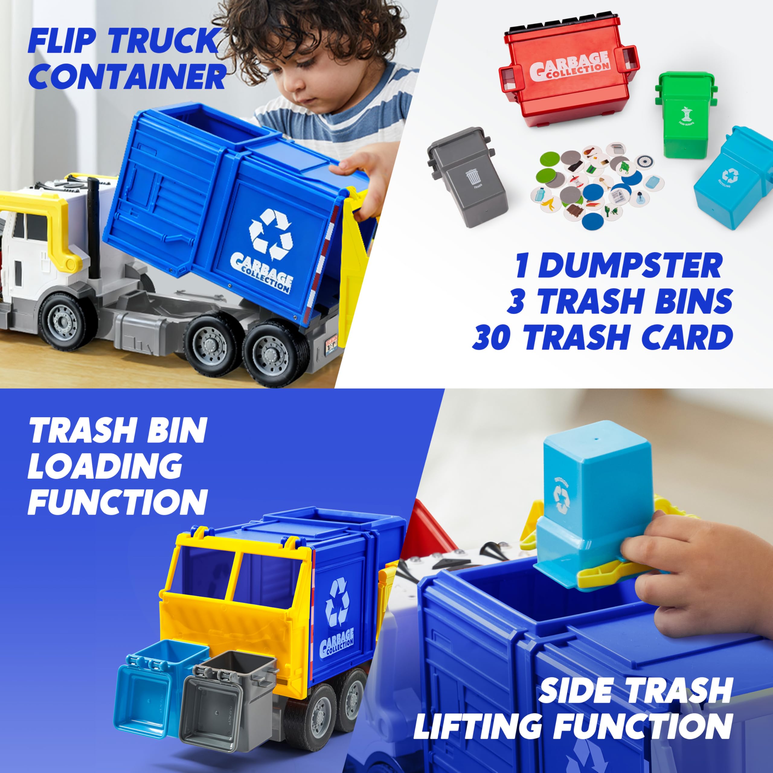 Large Friction Powered Garbage Truck Toy Set - Image 3