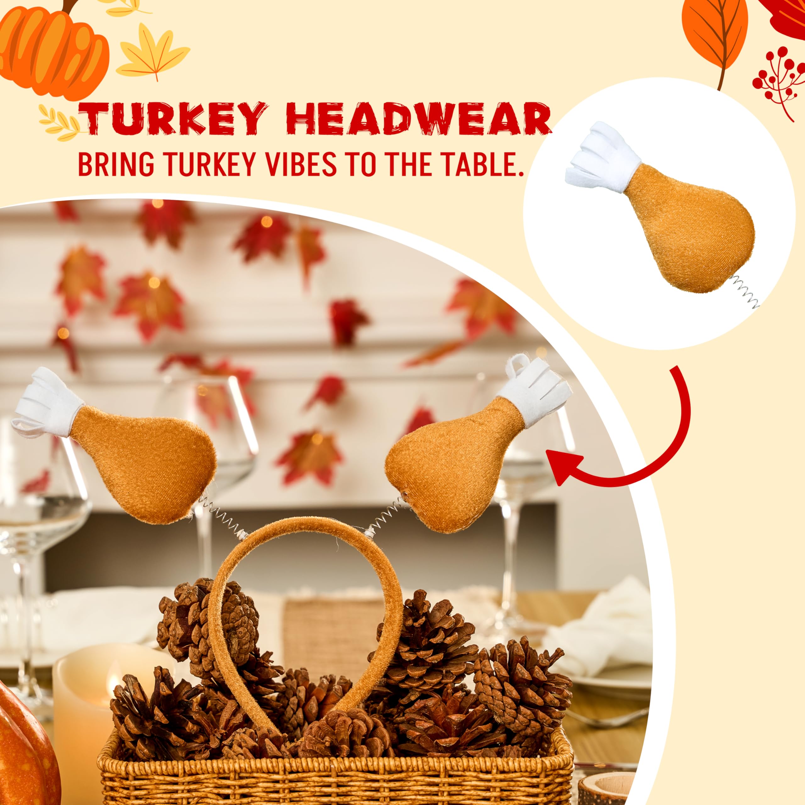 3 Pcs Thanksgiving Turkey Leg Headbopper Accessories - Image 3