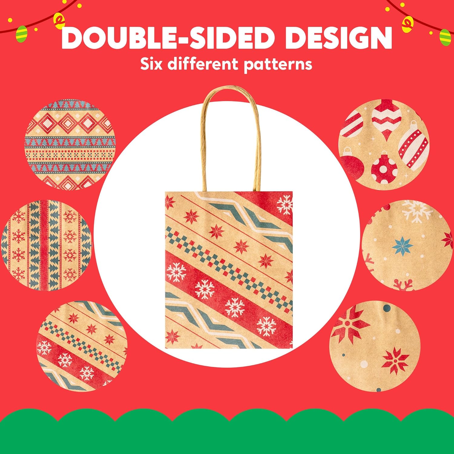 24 PCS Christmas Kraft Gift Bags with Handles - Image 3
