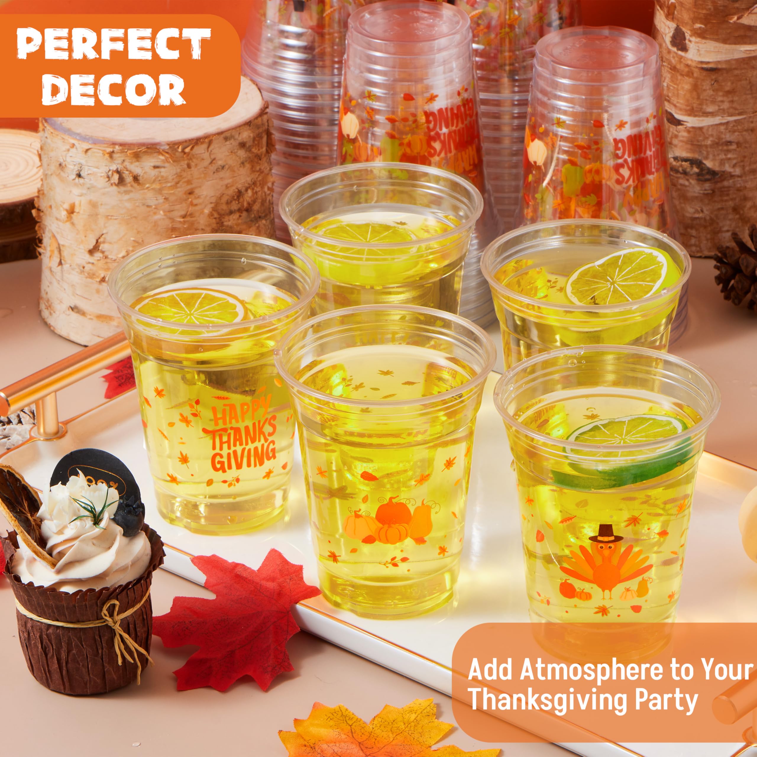 50 Pcs Thanksgiving Plastic Cups Disposable - Image 3