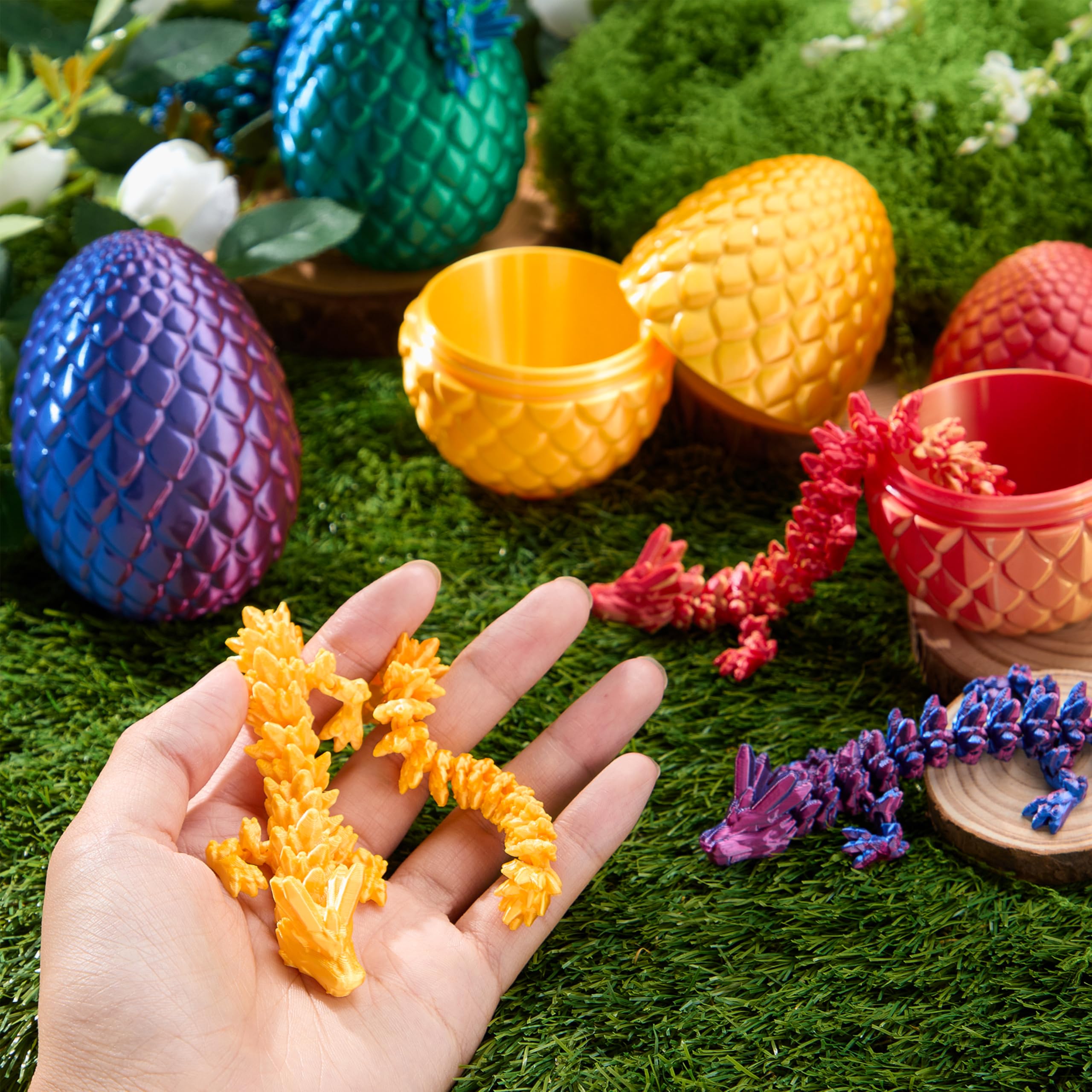 4 Pcs 3D Printed Dragon Eggs with Laser Dragon, Cool Articulated Toys for Kids - Image 3
