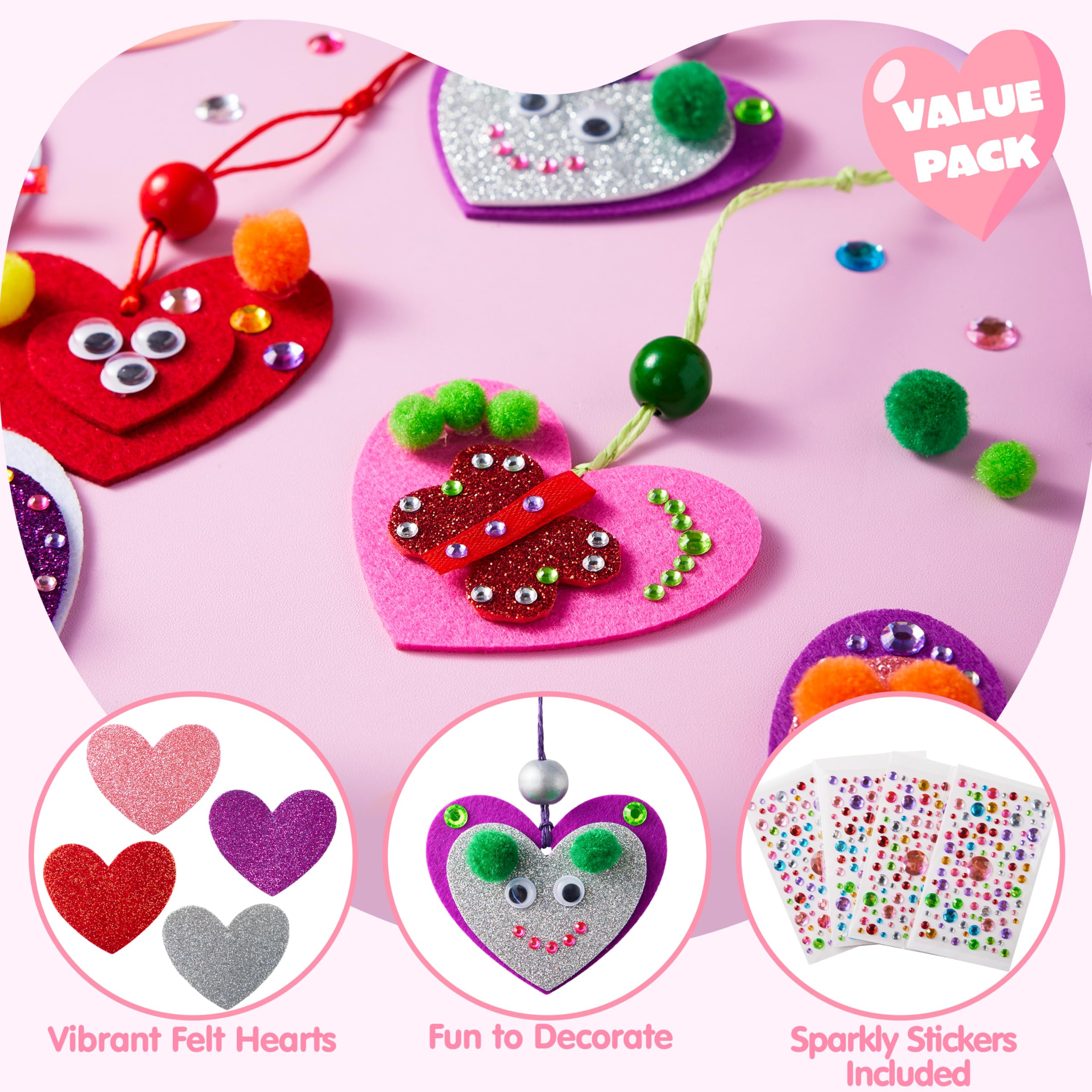 Valentines Day 264 Pcs DIY Heart Felt Craft Set - Image 3