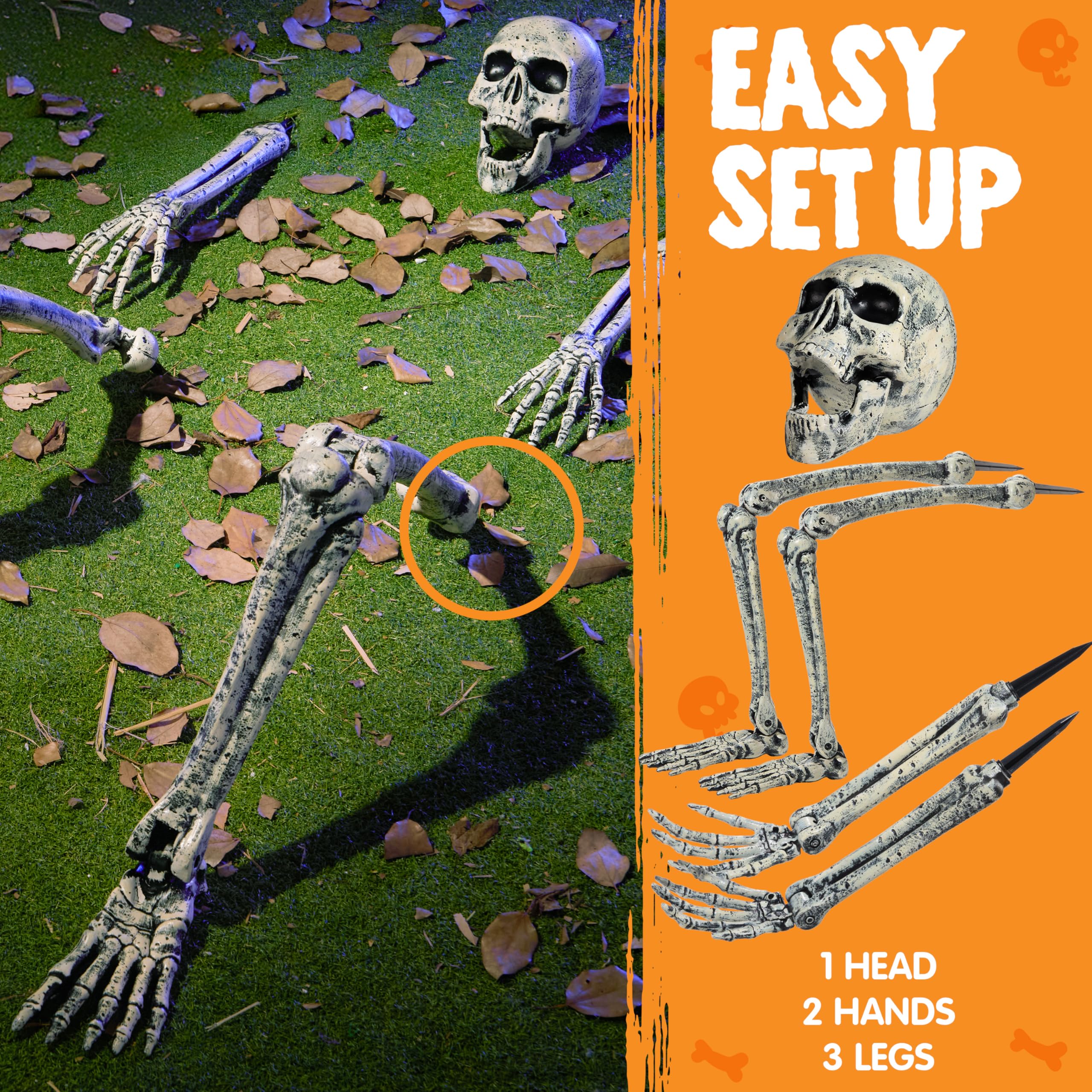 5 Pcs Life Size Skeleton Halloween Decorations Outdoor - Image 3