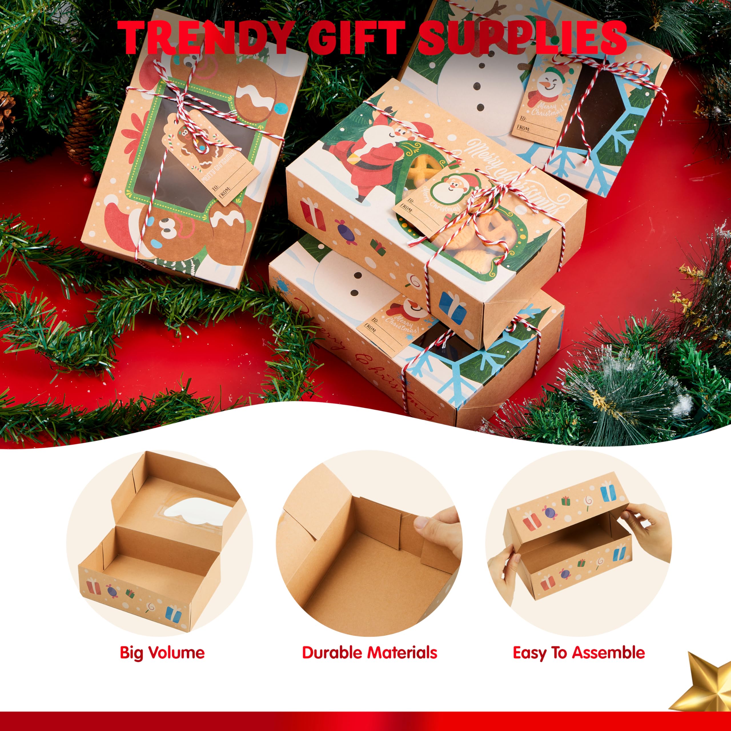 24 PCS Christmas Cookie Gift Baking Box with Window Auto-Popup - Image 3