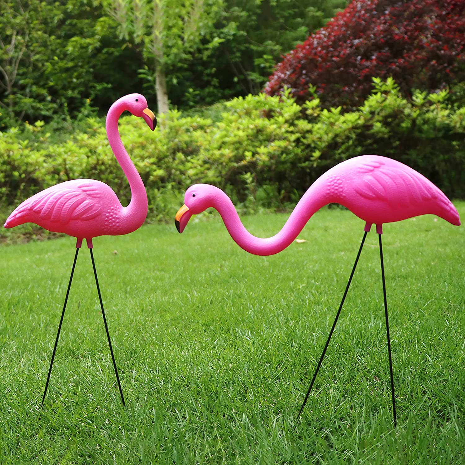 Small Pink Flamingo Yard Ornament, Set 6 - Image 3