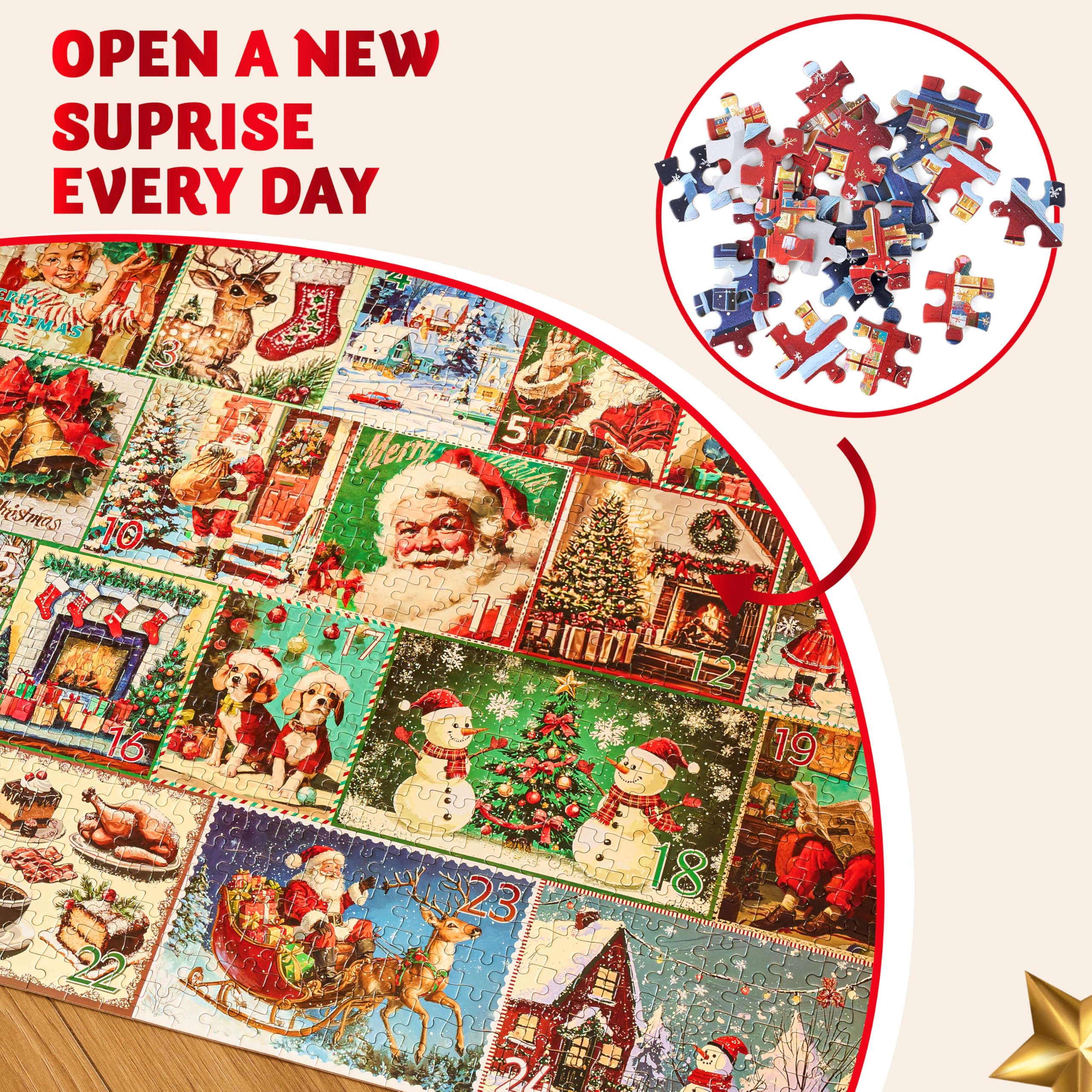 1000 PCS 24 Days Christmas Advent Calendar Puzzles - Image 3