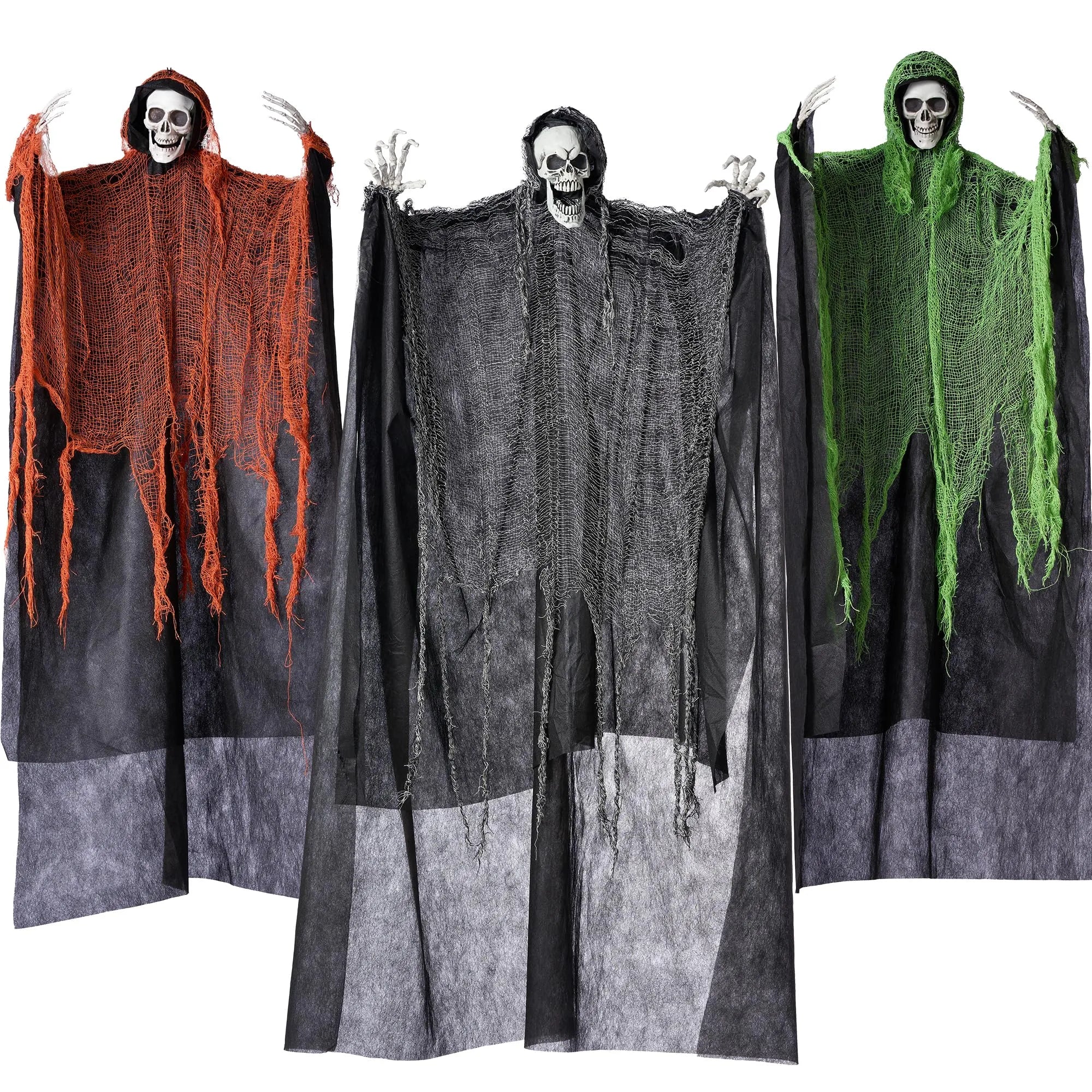 3 Pcs Halloween Hanging Grim Reapers, one 67in Two 47in Grim Reapers - Image 2