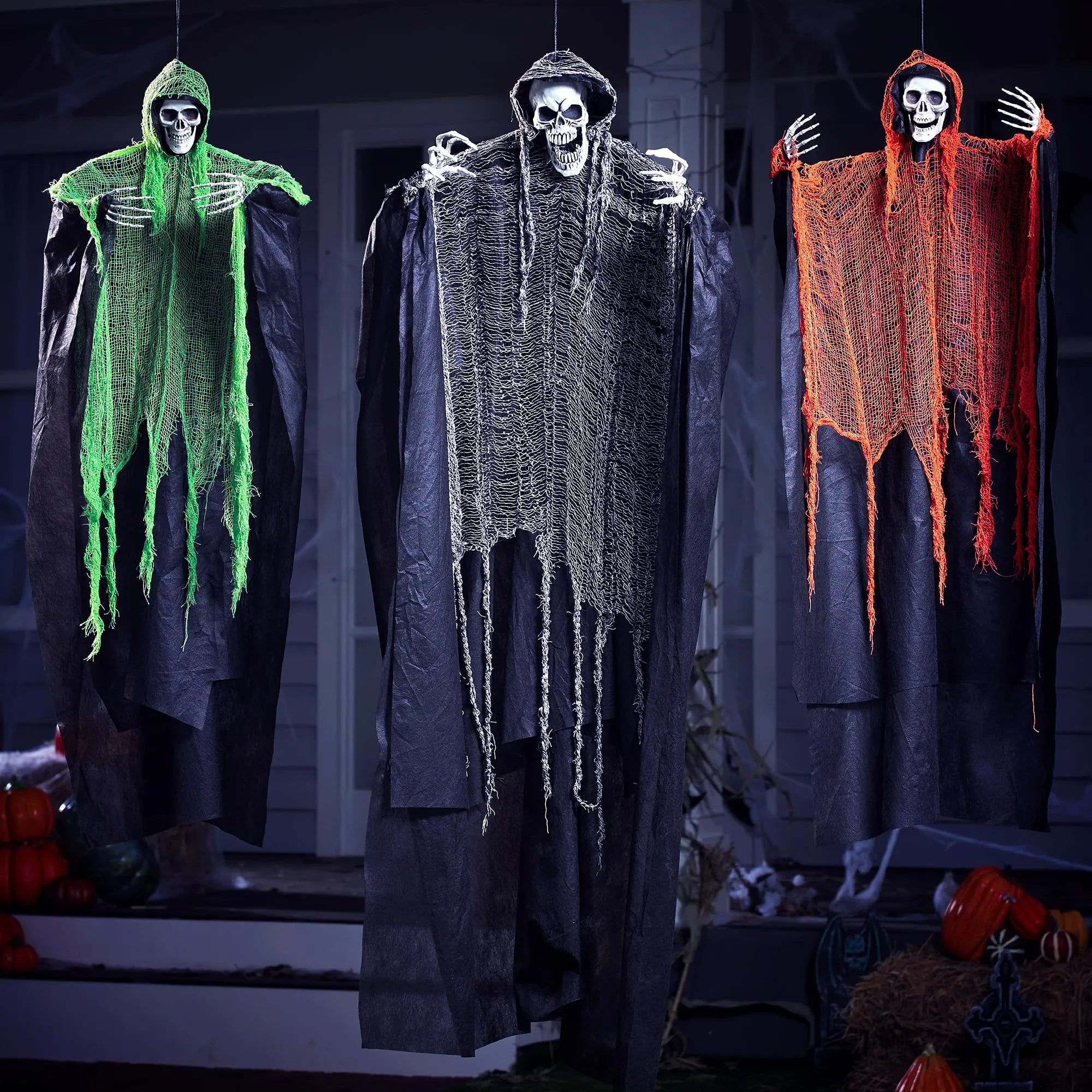 3 Pcs Halloween Hanging Grim Reapers, one 67in Two 47in Grim Reapers - Image 7