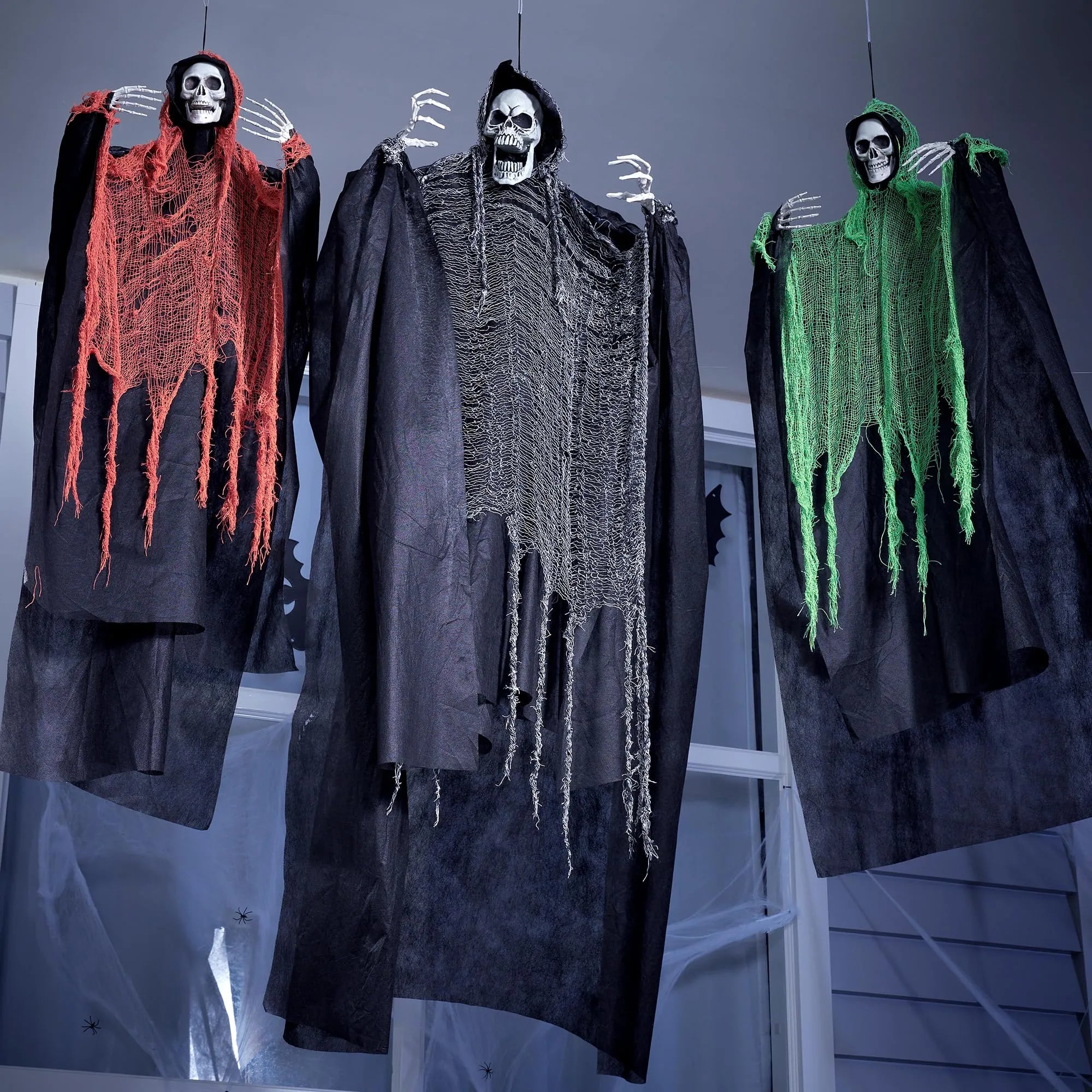 3 Pcs Halloween Hanging Grim Reapers, one 67in Two 47in Grim Reapers