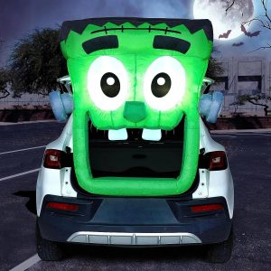 4.3ft Halloween Inflatable Green Face Zombie Trunk Or Treat