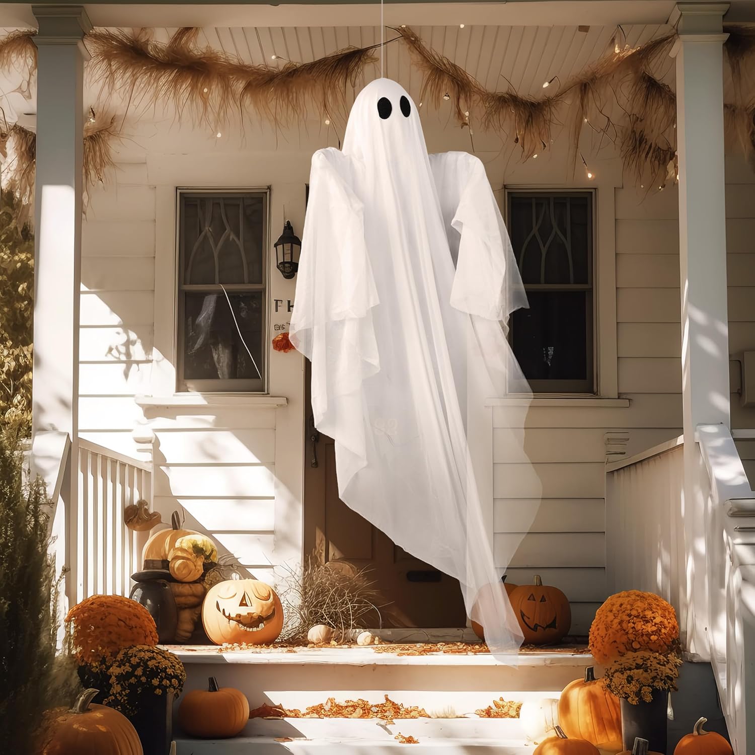 47” Halloween Hanging Light up Ghost with Spooky White LED Light - Image 6