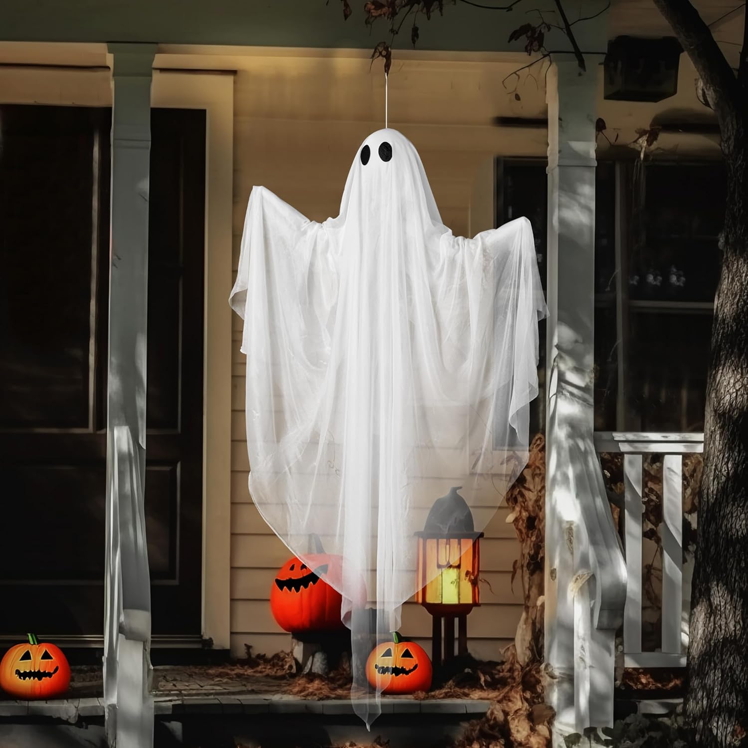 47” Halloween Hanging Light up Ghost with Spooky White LED Light - Image 7