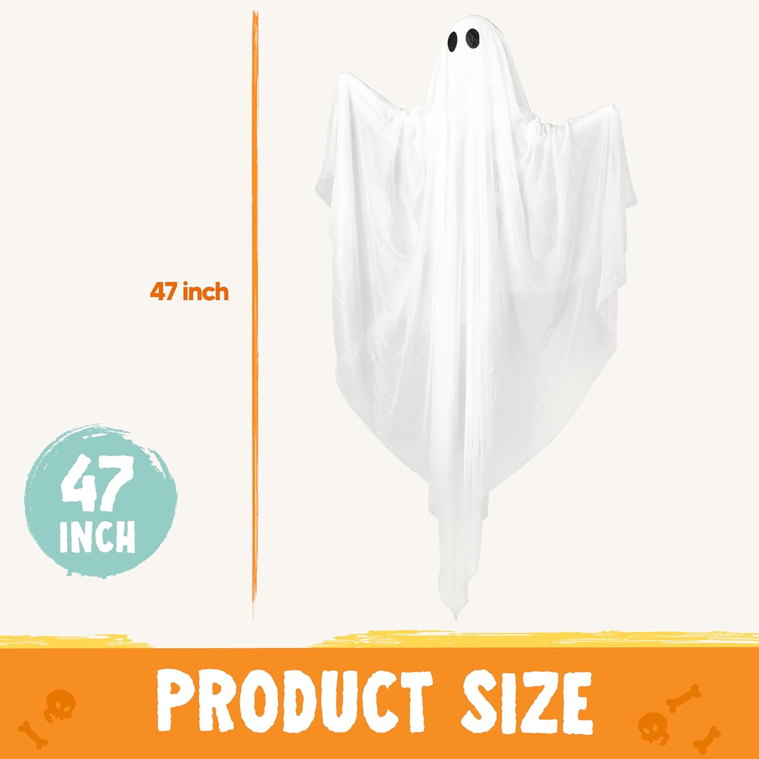 47” Halloween Hanging Light up Ghost with Spooky White LED Light - Image 5