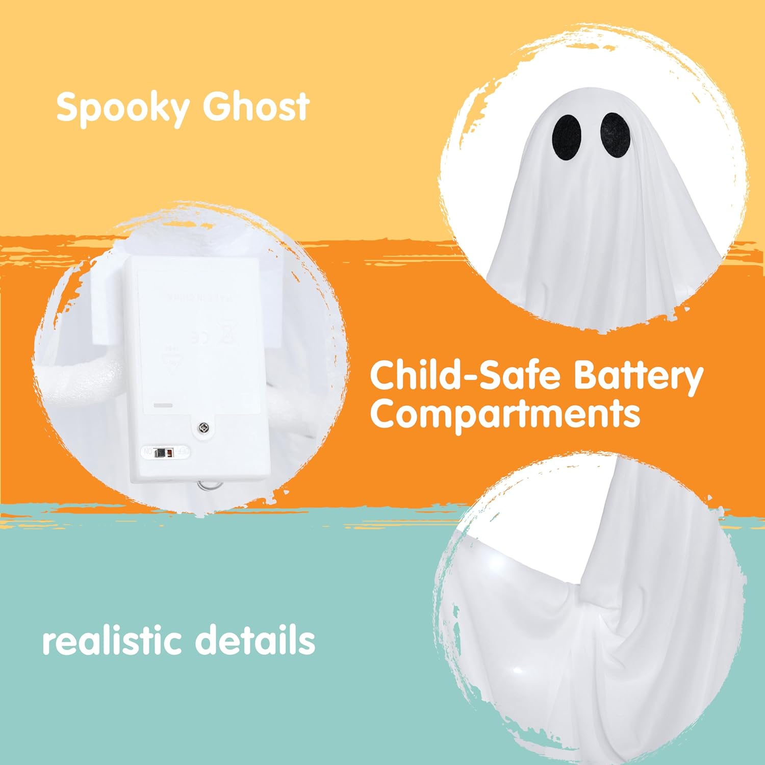 47” Halloween Hanging Light up Ghost with Spooky White LED Light - Image 2