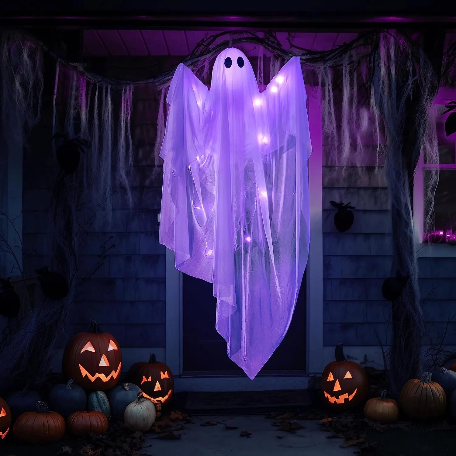 47in Halloween Hanging Spooky Purple LED Light Ghost - Image 6