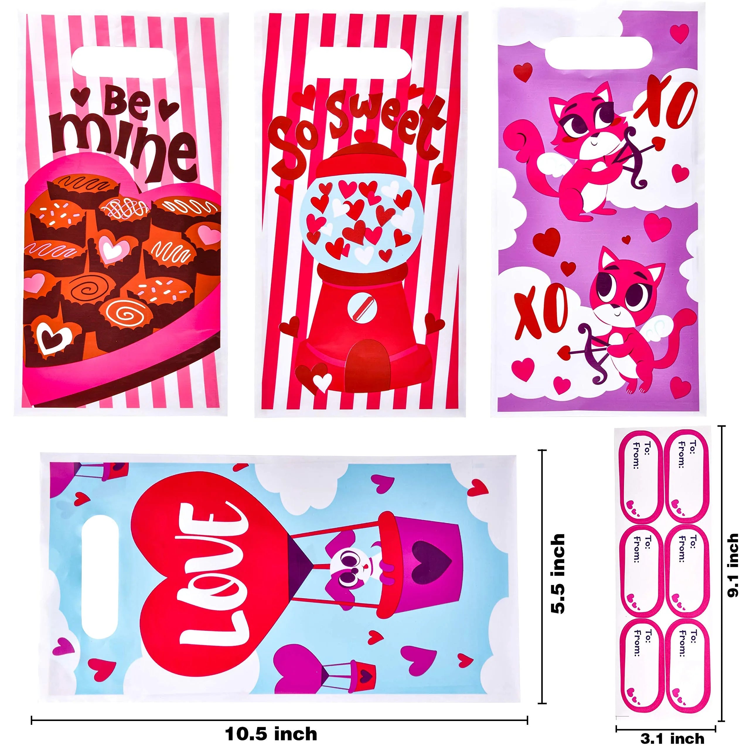48Pcs Valentines Day Treat Bags Set - Image 2