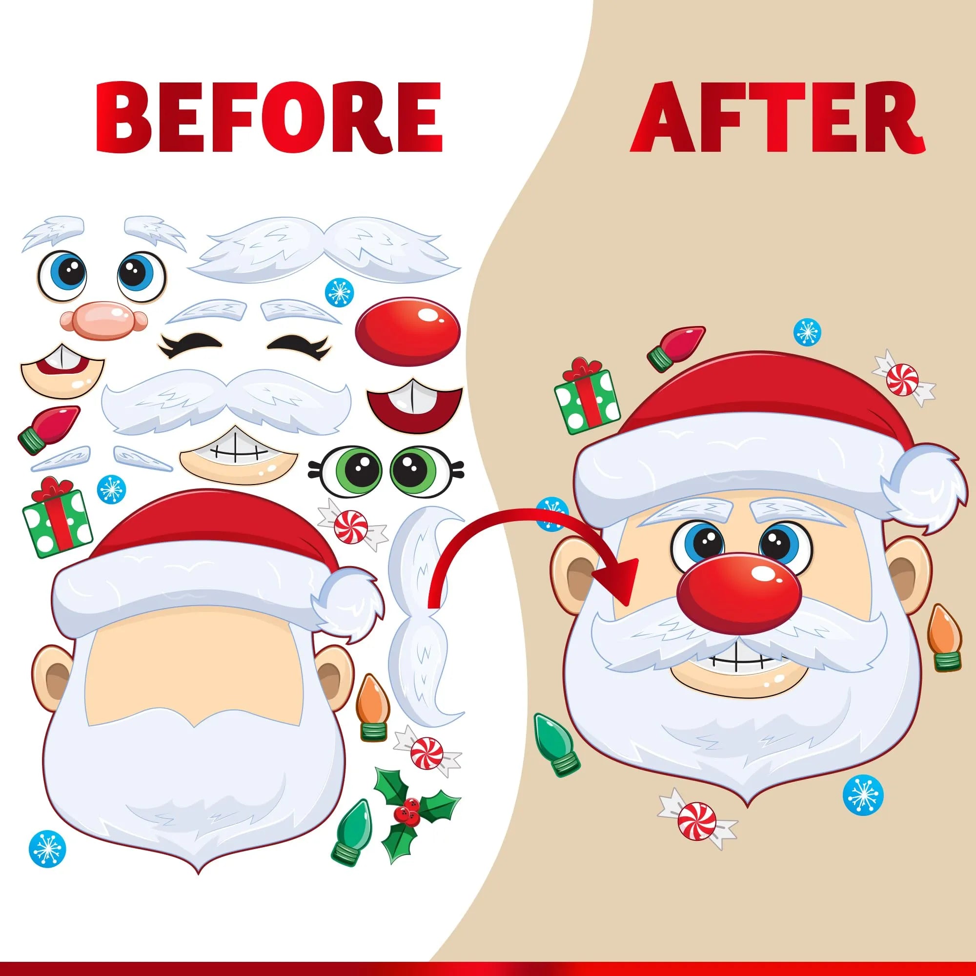 48 Pcs Christmas Make A Face Sticker, Xmas Stickers - Image 4