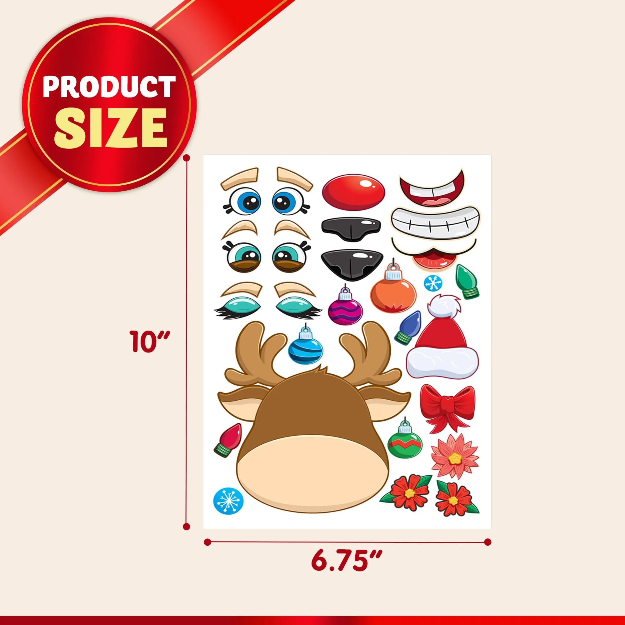 48 Pcs Christmas Make A Face Sticker, Xmas Stickers - Image 7