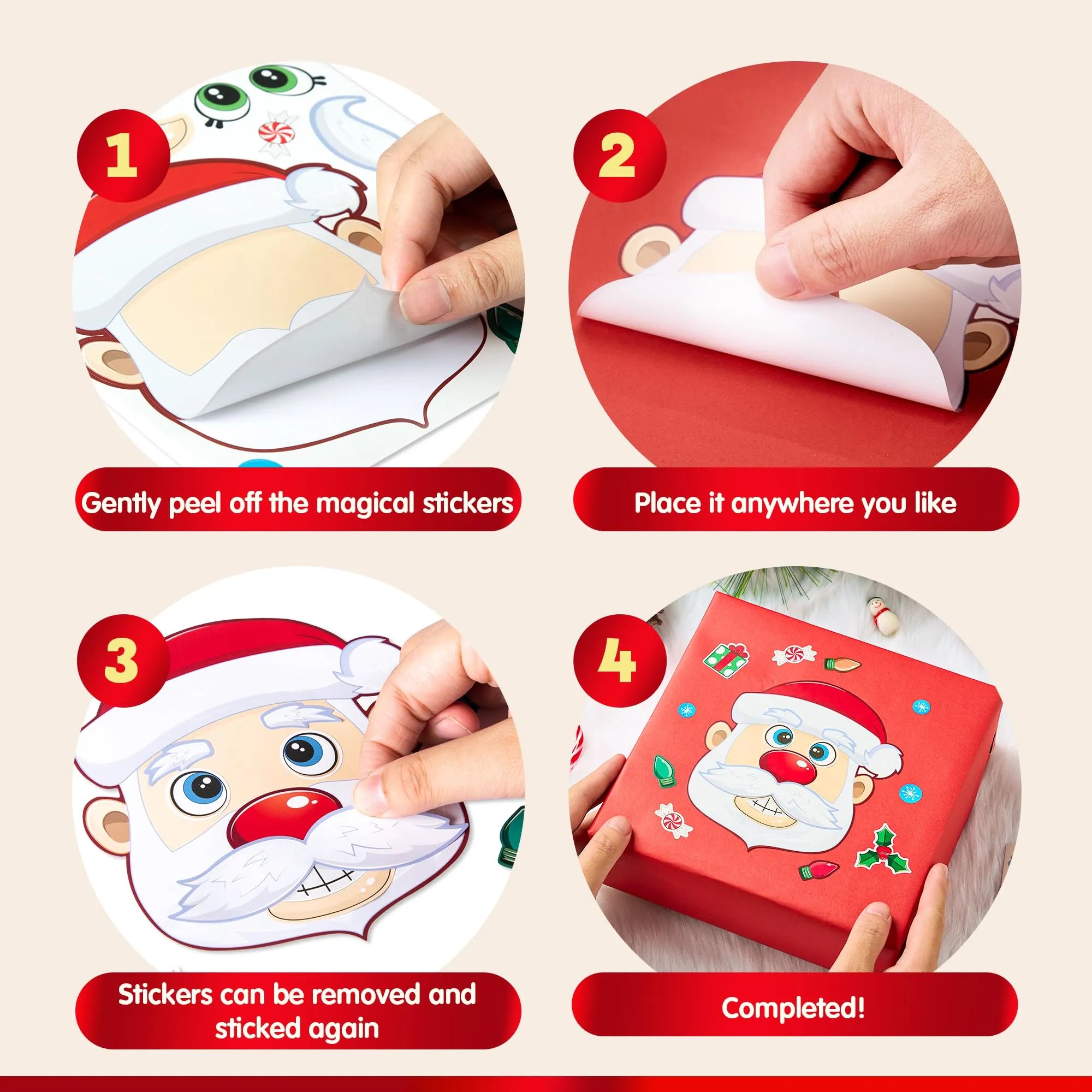 48 Pcs Christmas Make A Face Sticker, Xmas Stickers - Image 6