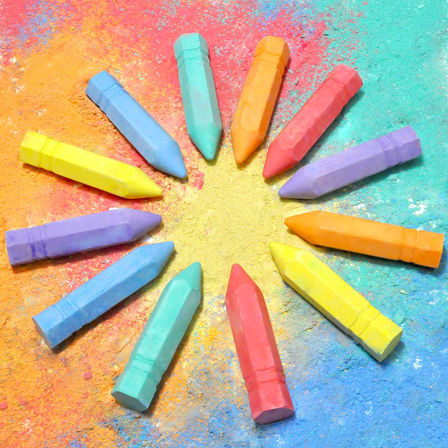 48 Piece Cone Shaped Non-toxic Washable Jumbo Chalk Set - Image 3