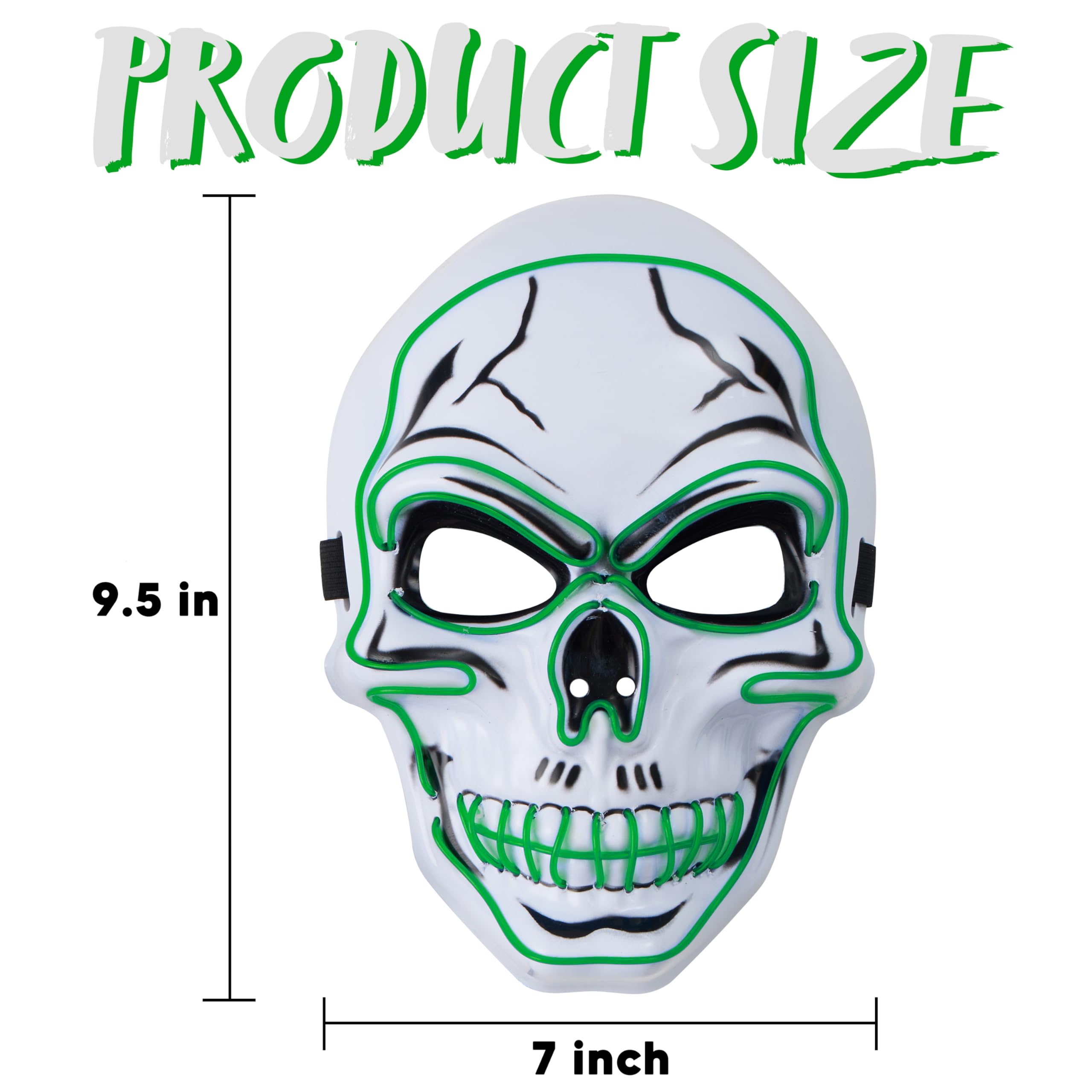 Halloween LED Skull Mask with Light Up Gloves, Green - Image 4