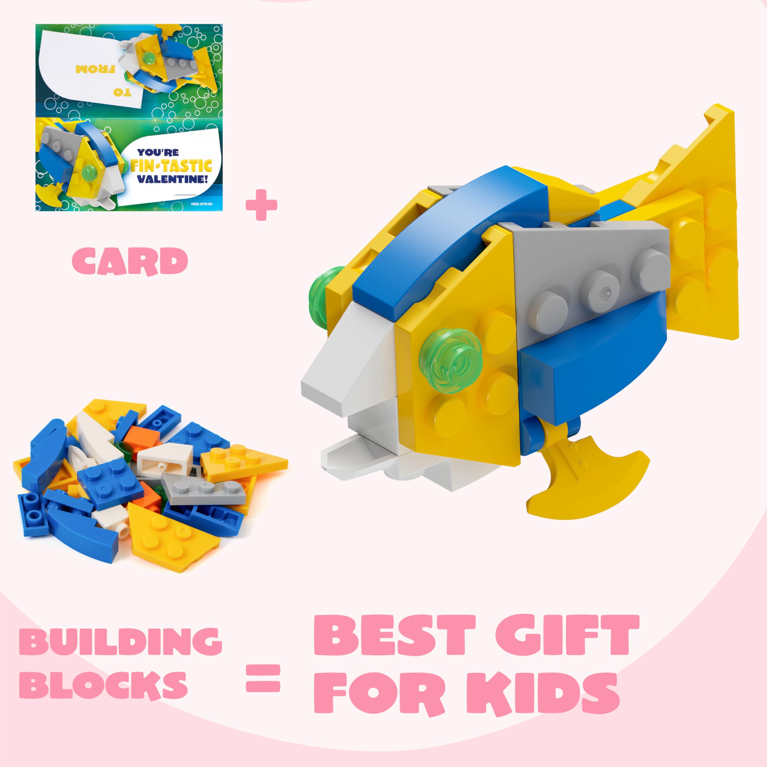 24 Packs Valentines Day Cards with Sea Animal Building Blocks for Gifts Party Favor - Image 4