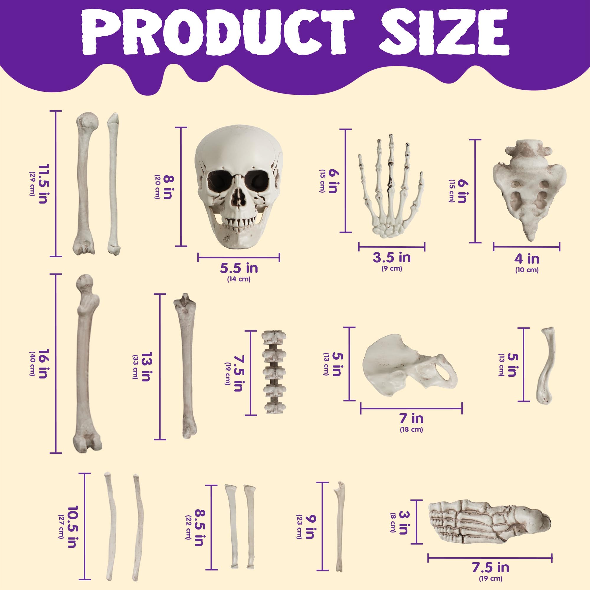 28 PCS Halloween Decorations Skeleton Bones and Skull Kit - Image 4