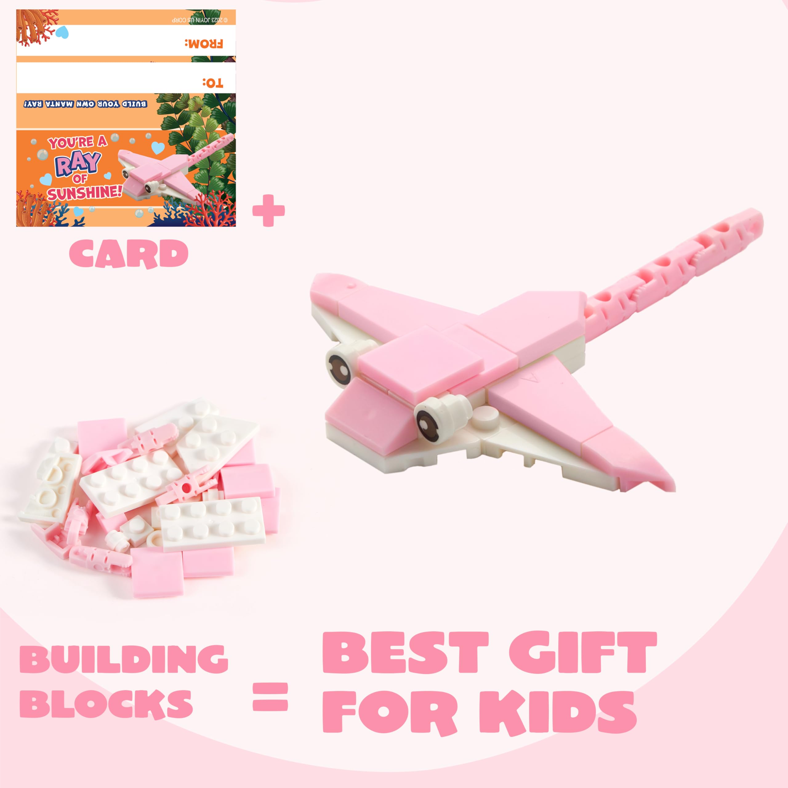24 Packs Valentines Day Cards with Ocean Animal Building Block for Party Gifts - Image 4
