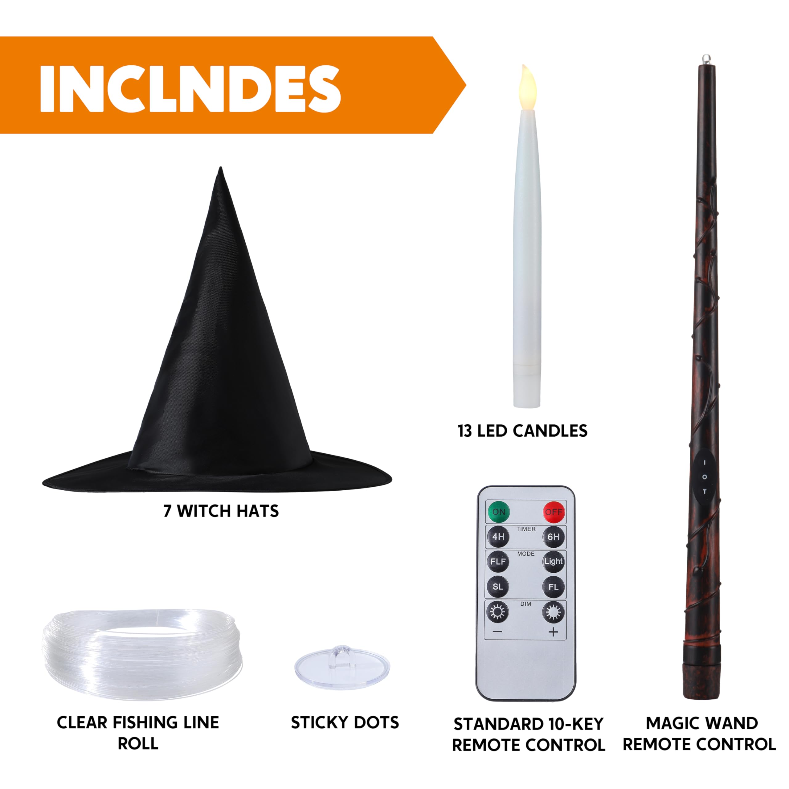 20Pcs Halloween Floating Candles and Witch Hat - Image 4