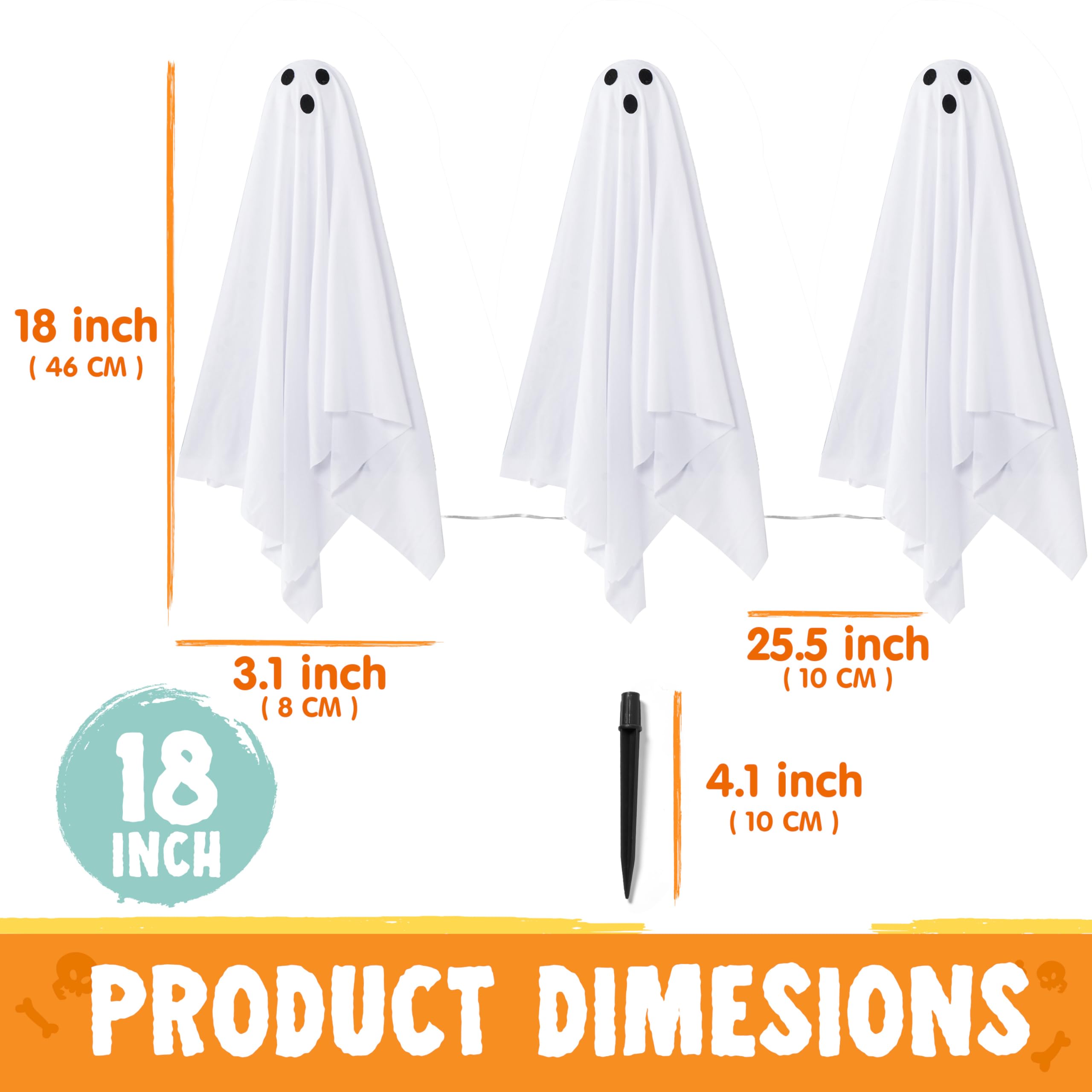 6 Pcs Halloween Decorations Outdoor Ghosts Pathway Lights - Image 4