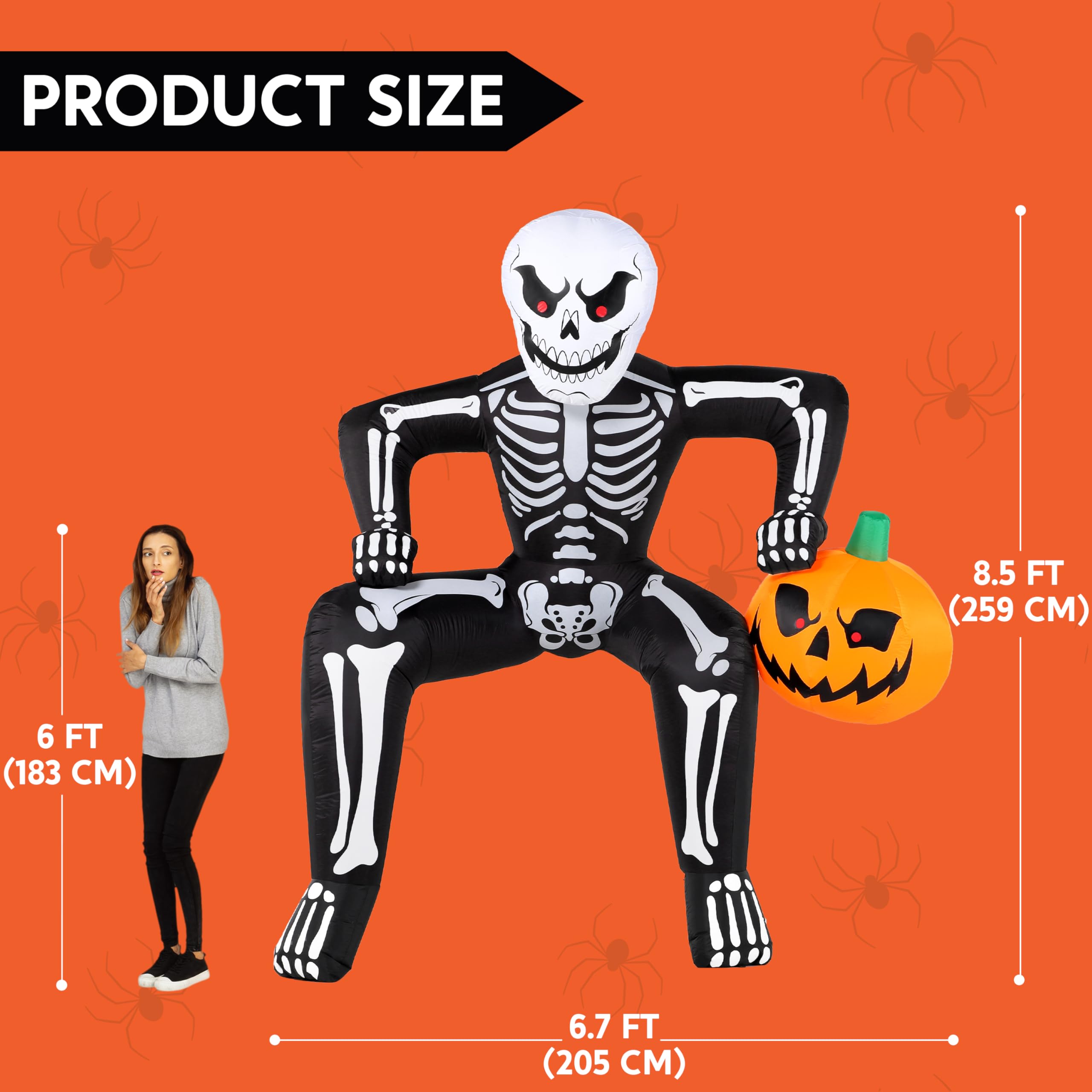 8.5ft Halloween Inflatable Skeleton - Image 4