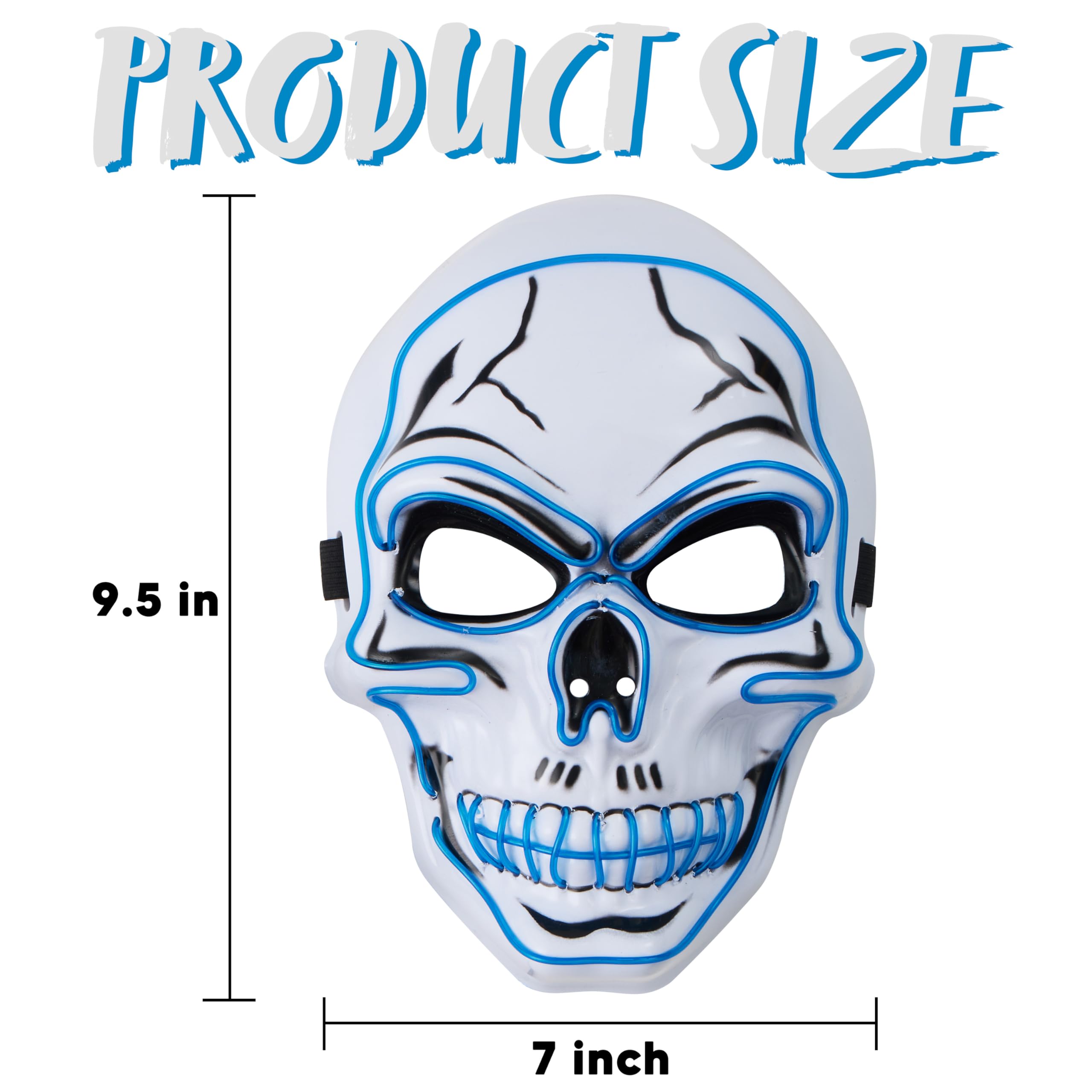 Halloween LED Skull Mask with Light Up Gloves, Blue - Image 4