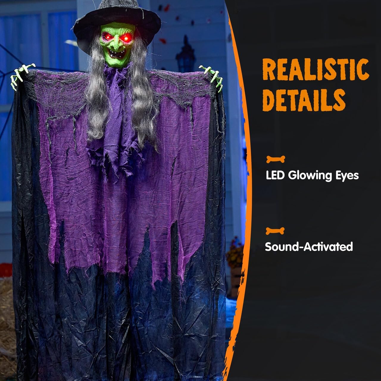 72” Halloween Hanging Witch Decorations Outdoor - Image 4