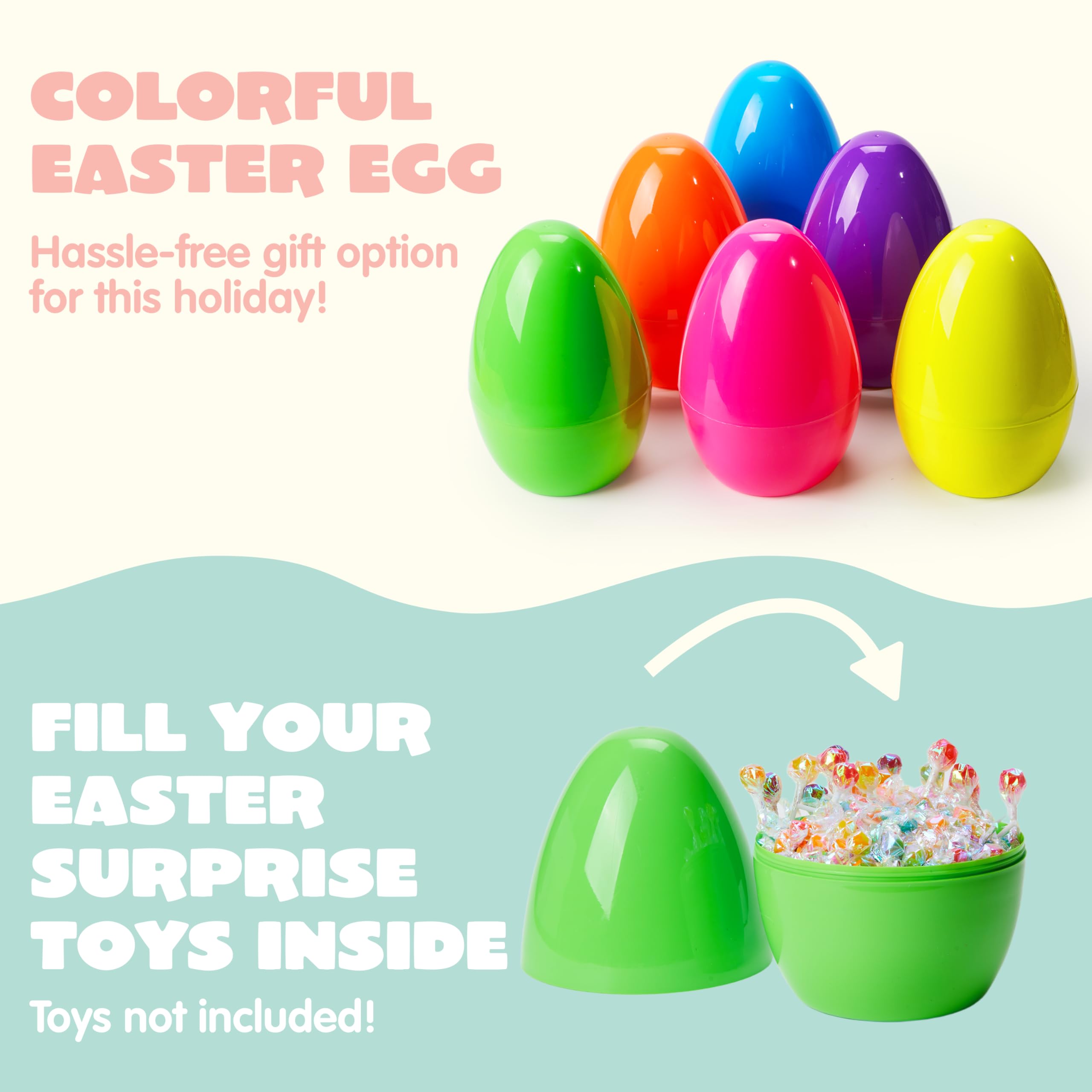 6Pcs 10 Jumbo Plastic Easter Egg Shells Fillable for Easter Egg Hunt - Image 4
